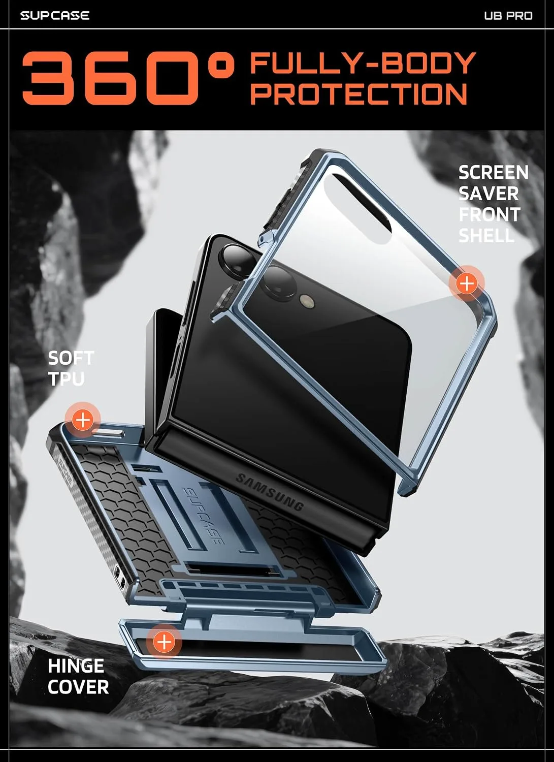 SUPCASE for Samsung Galaxy Z Flip 8 Case with 360 Rotating Belt Clip, Tilt