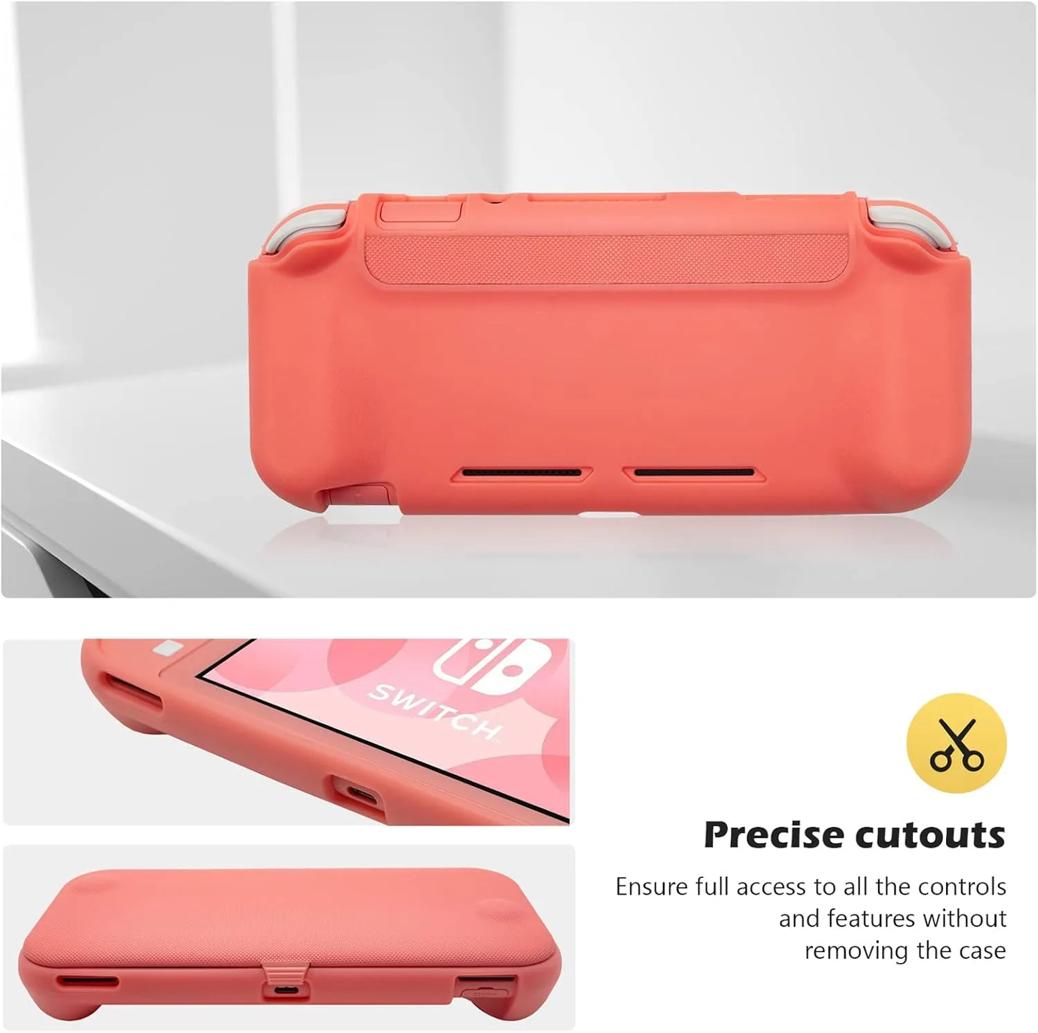 ProCase Slim Protective Case for Nintendo Switch Lite with Magnetically Detachable Front Cover, Coral