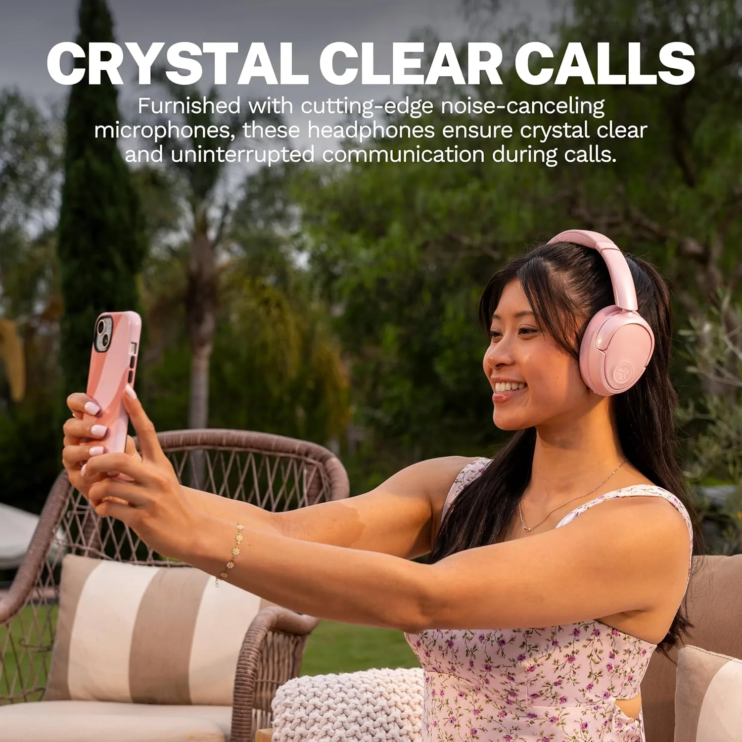 JLab JBuds Lux ANC Jelle Wireless Over-Ear Headphones, Blush Fund