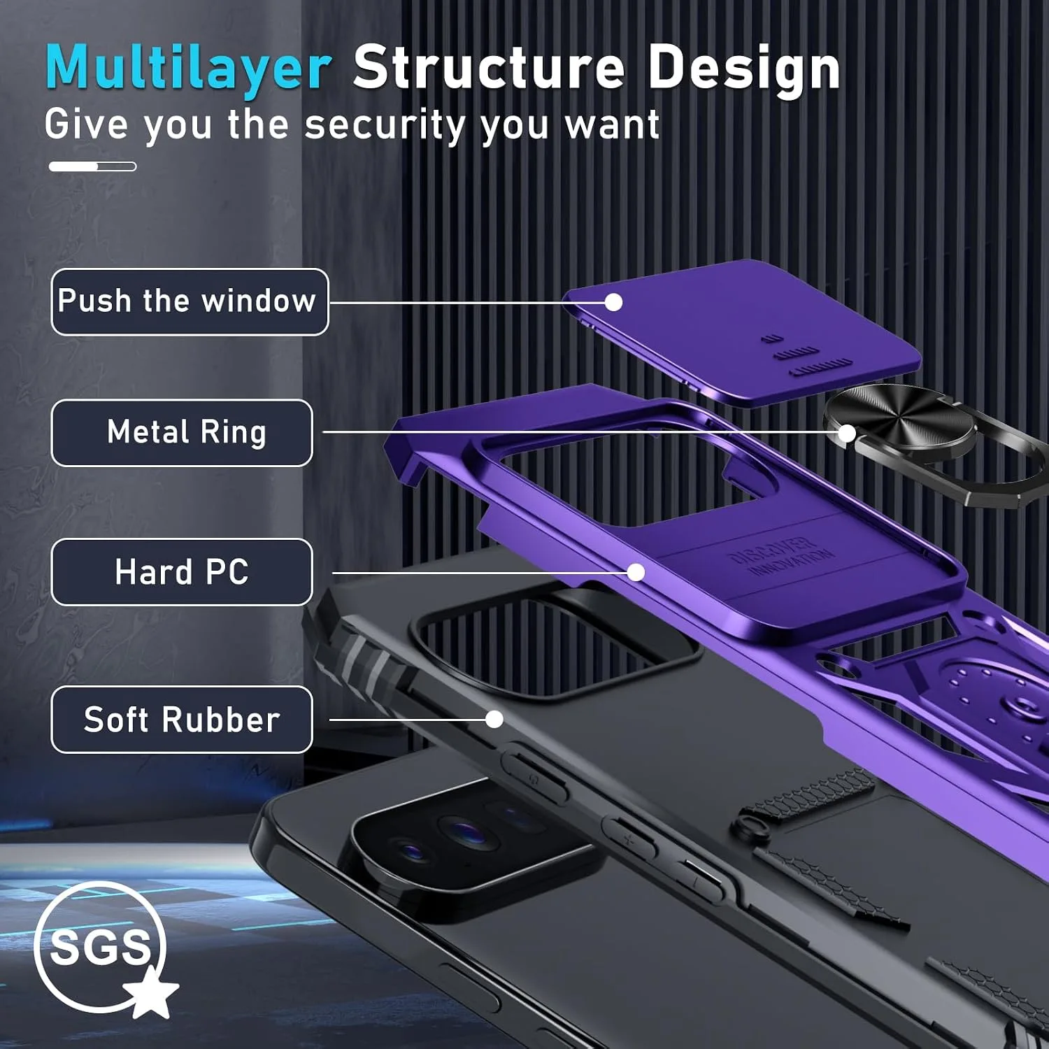 for Google Pixel 11/11 Pro Case Built in Slide Camera Cover,Purple