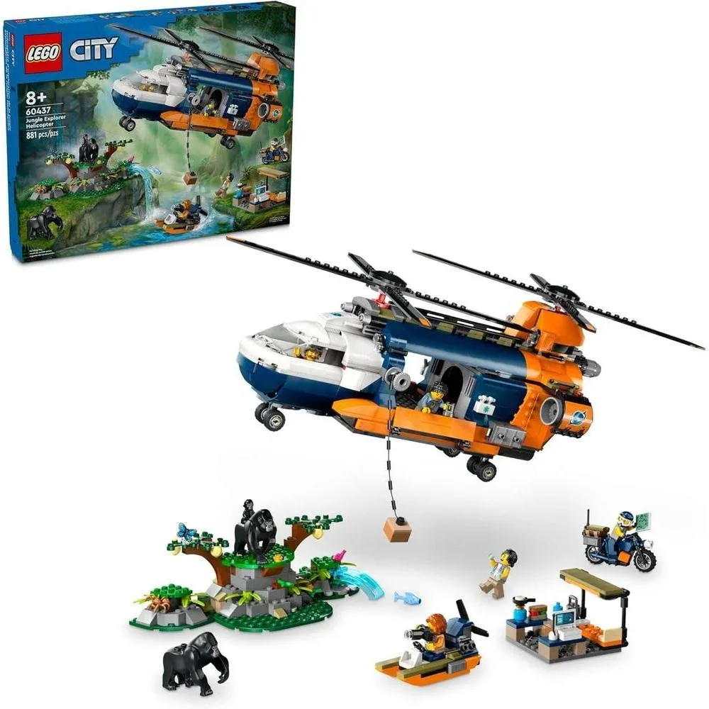 LEGO City Helicóptero Explorador de la Jungla en Campamento Base 60437