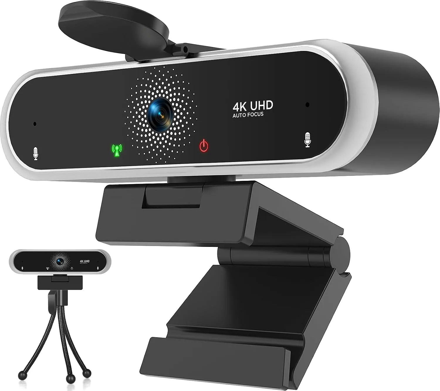 Webcam Niveoli 4K con micrófono y cubierta de privacidad USB para PC y laptop negra