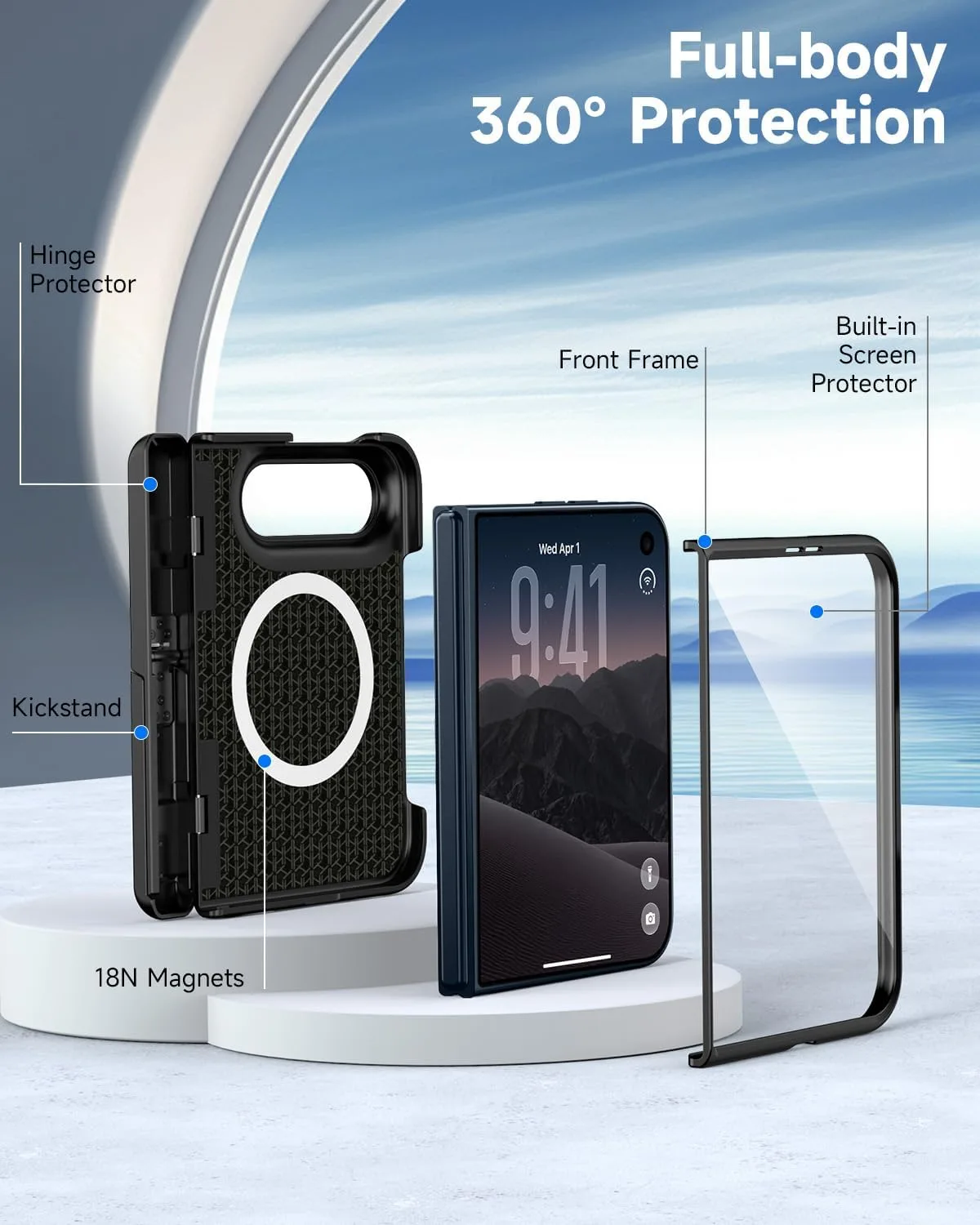 seacosmo for iPhone Duo Case Stand with Screen Protector Black