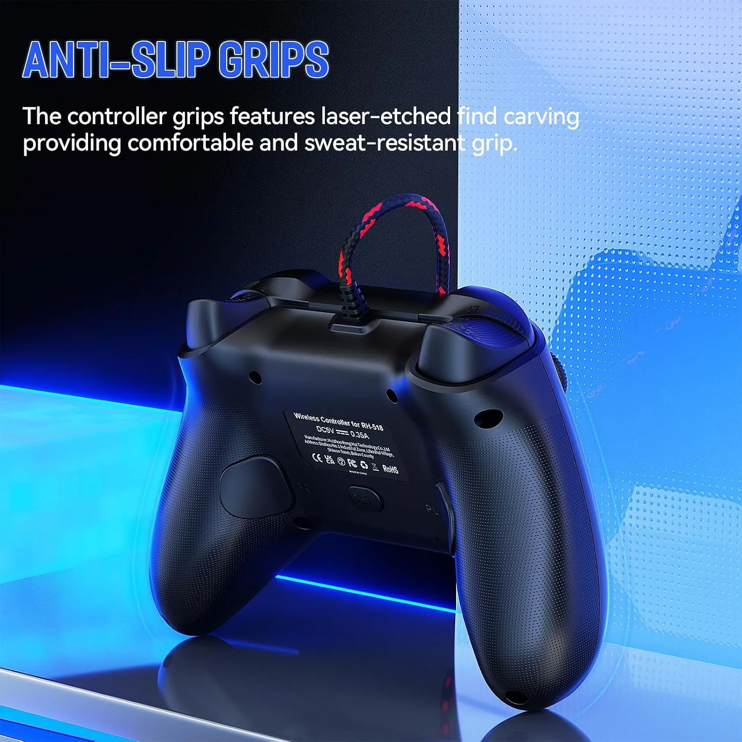 Gamrombo Wired Controller for PS5 Controller, Gaming Controllers for PlayStation 5 / PS5, PS4, PC, Support Turbo, Marco, 3.5mm Audio Jack - Black