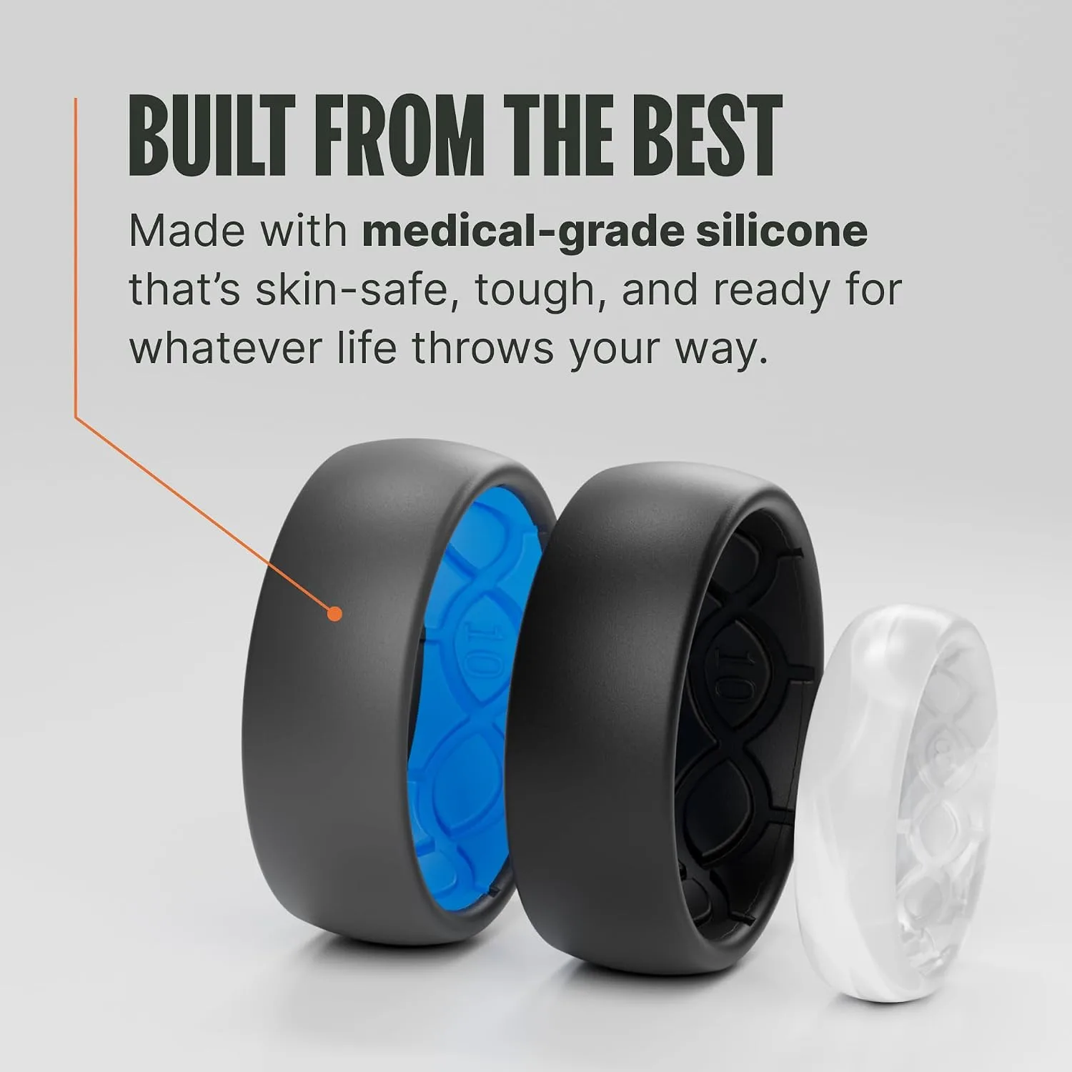 Groove Life Silicone Ring for Men, Breathable Rubber Wedding Band, Flexible