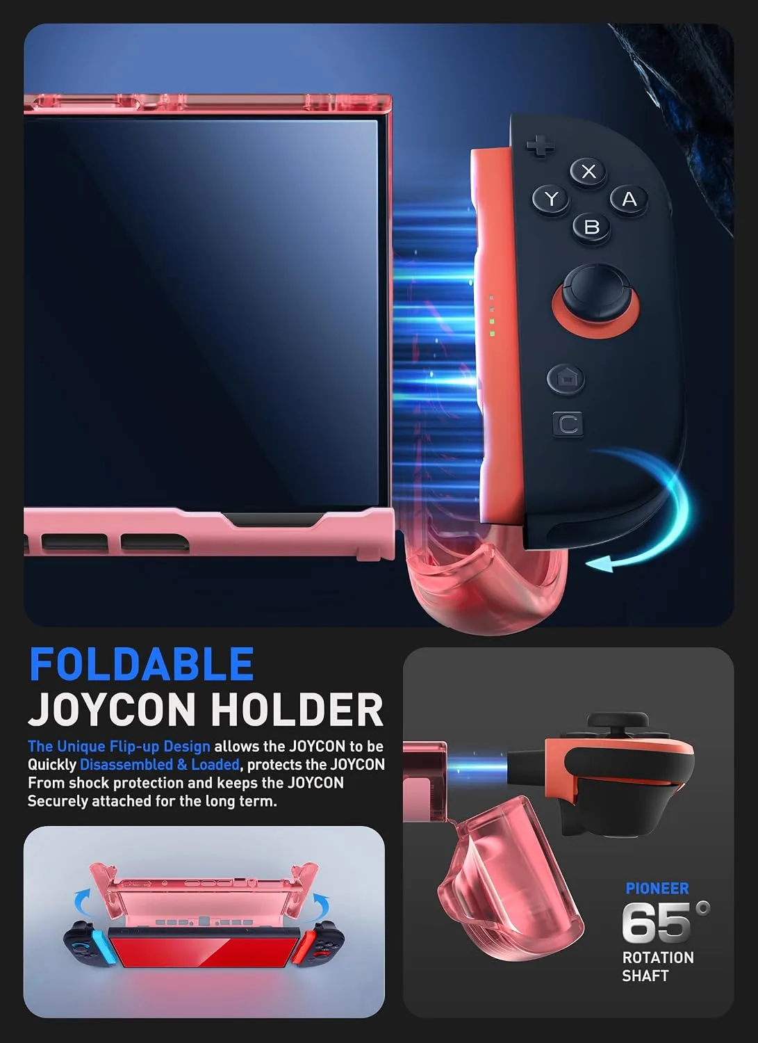 Mumba Dockable Clear Case for Nintendo Switch 2 2025, Crystal Protective Cover with Quick-Release Joy-Con Design and TPU Grip Compatible with New Nintendo Switch 2 7.9 Inch Console (Pink)