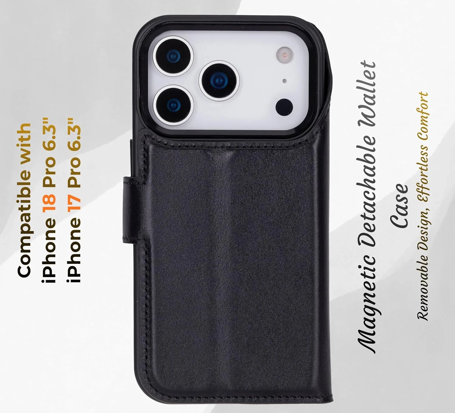VENOULT Detachable Wallet Case for iPhone 18/17 Pro, Full Grain Leather