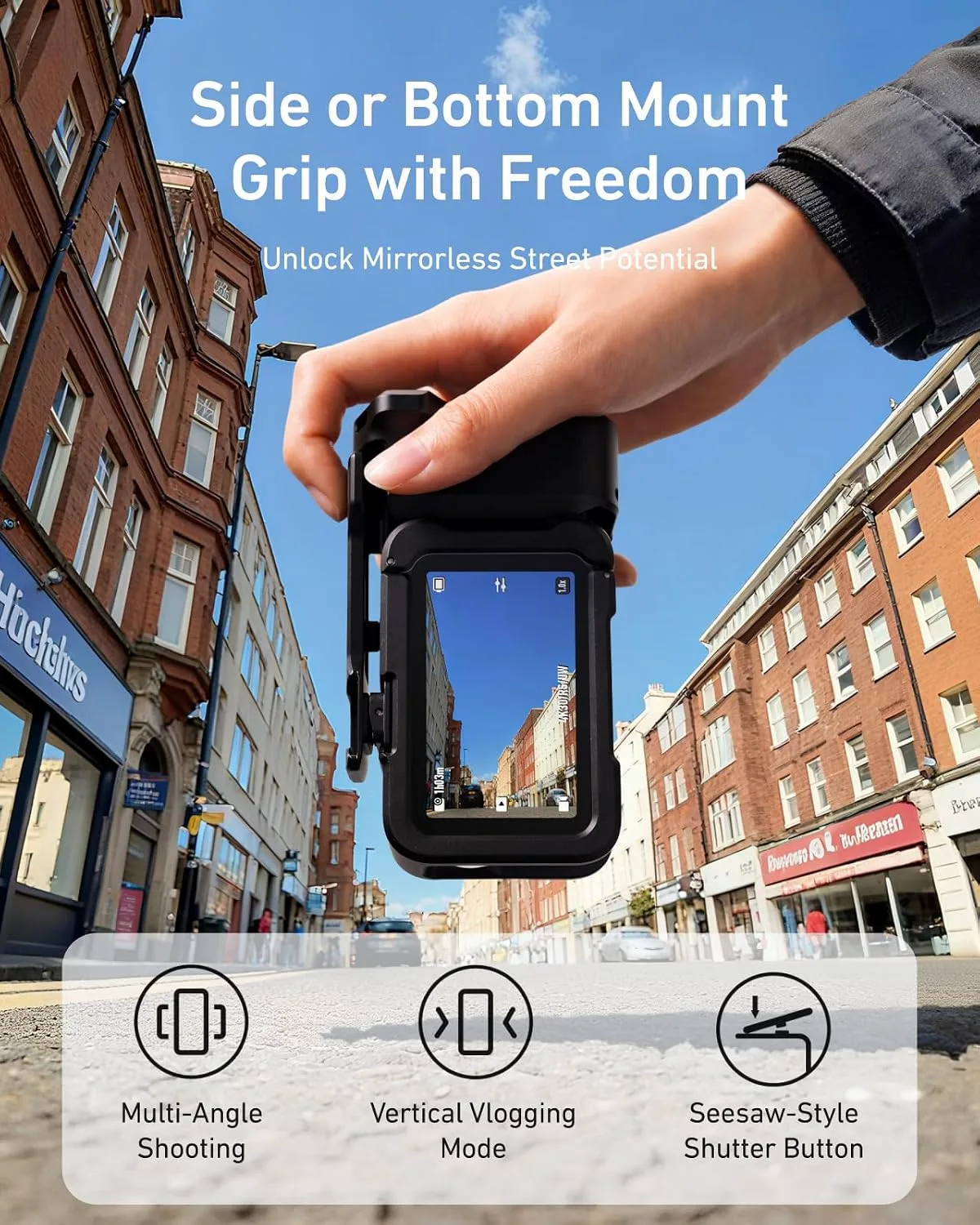 TELESIN Aluminum Metal Cage Camera Grip for DJI Osmo Action 6