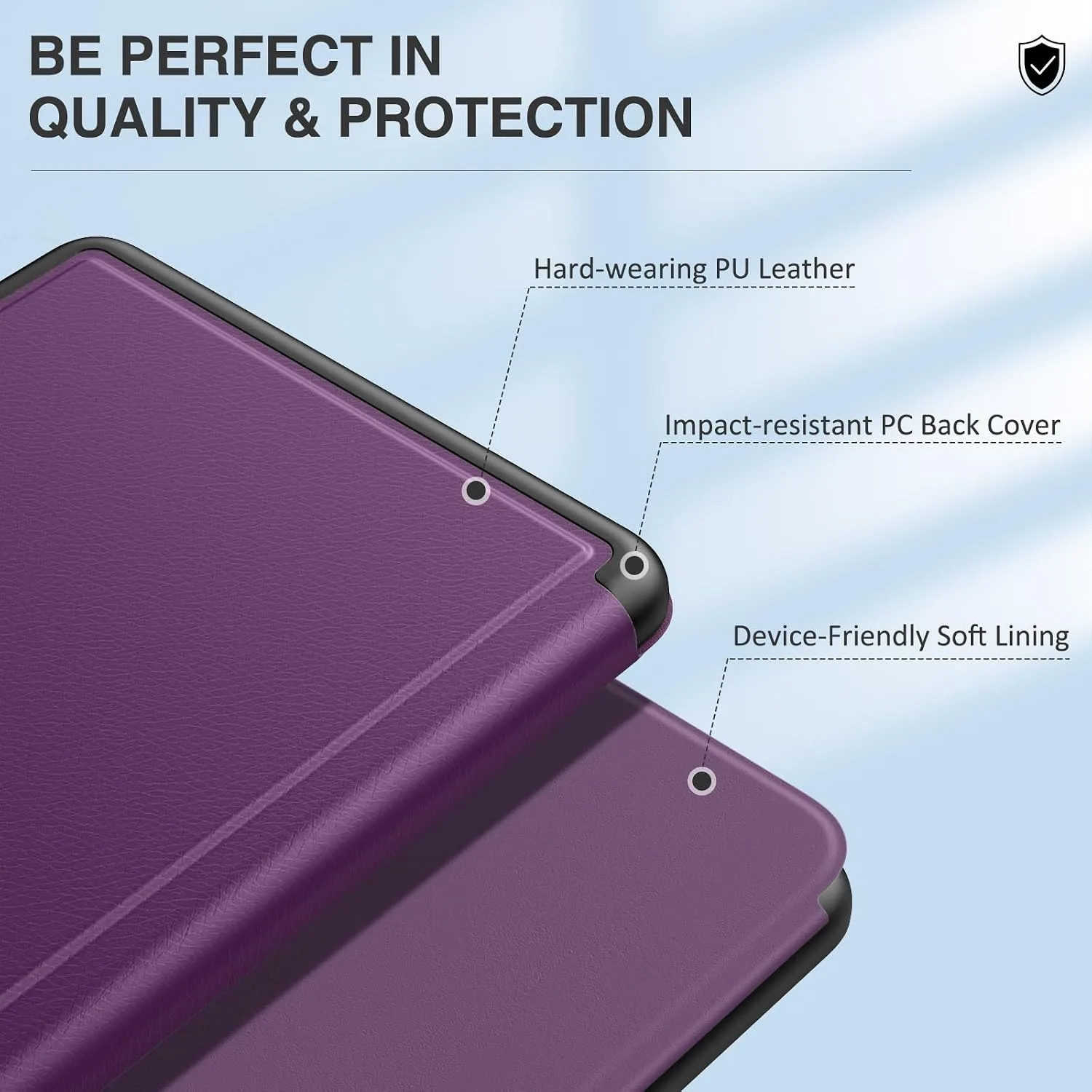 MoKo Case for 7" Kindle Paperwhite 12th Generation 2024, Lychee Deep Purple