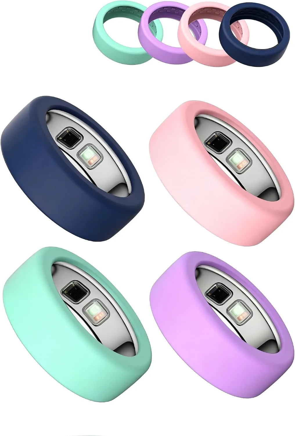 (4 Pack) BOVUGAC for OURA Ring5 Silicone Ring Protector Case.(Size:6~9)