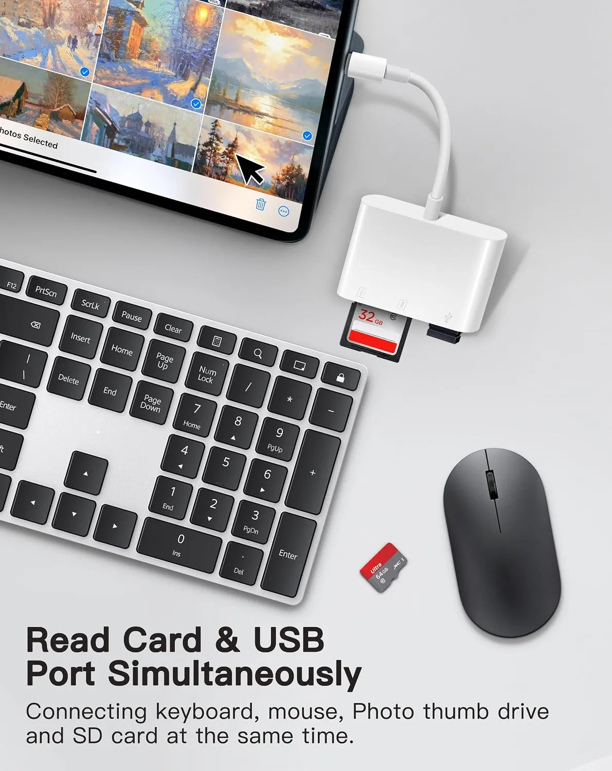 WNXSLOAD USB-C SD Card Reader, Memory Card Reader for Micro SD/SD Cards, Type C SD Adapter Compatible with iPhone 15 16, Samsung Galaxy, MacBook, iPad and More USB C Devices - 3 Slots