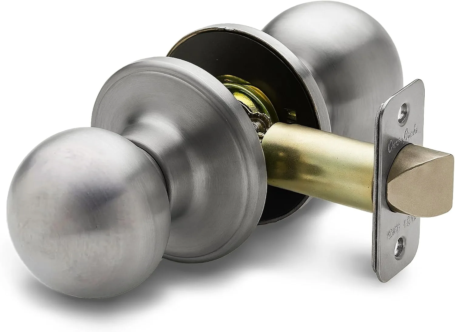 Copper Creek Passage Interior Door Knob – ANSI Grade-3 Certified, Modern Heavy Duty Handle, Easy Install and Reversible for Bedroom, Bathroom & Closets – Satin Stainless (1 Pack)