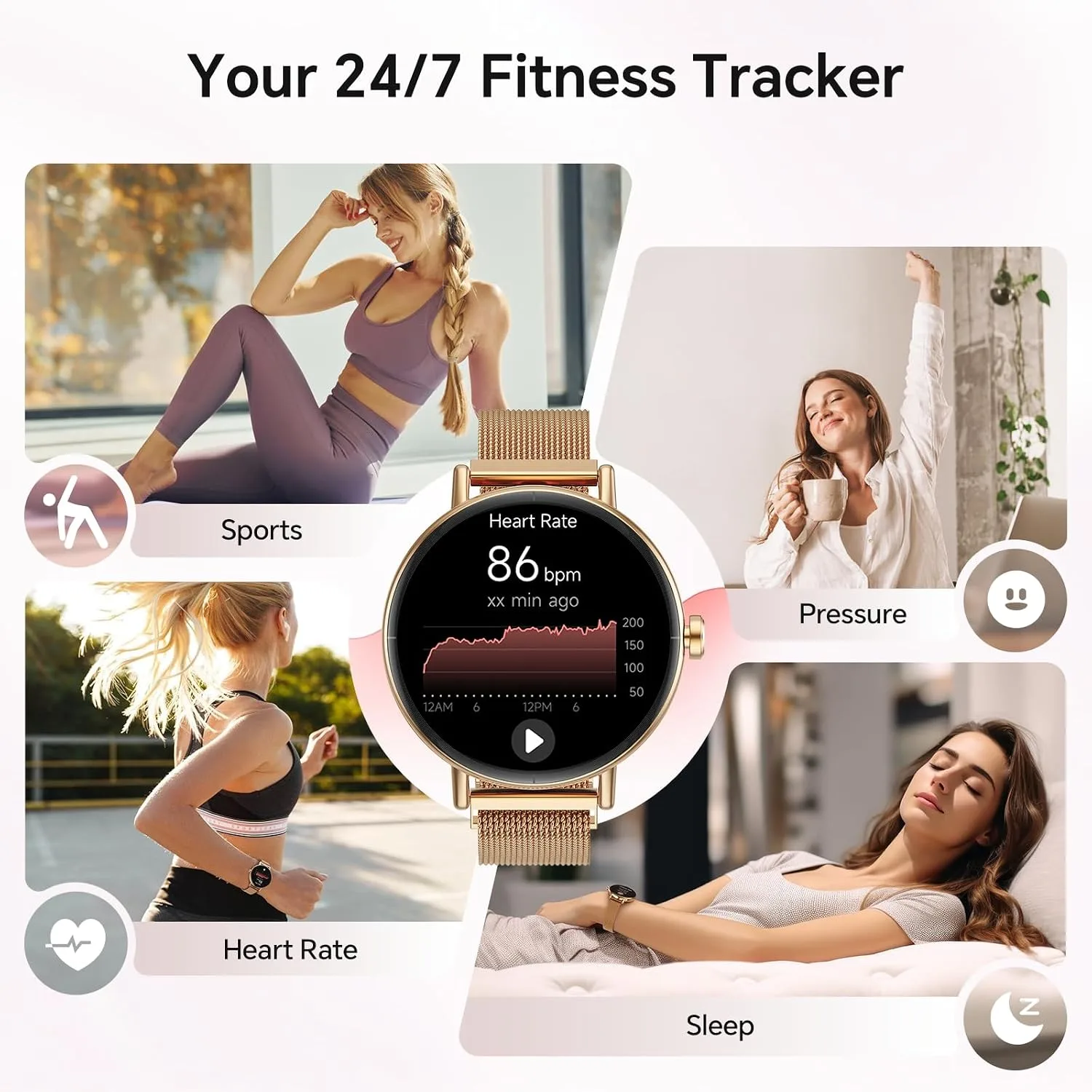 Gydom Smart Watch for Women Men, 40mm Fitness Tracker, Answer & Make Call