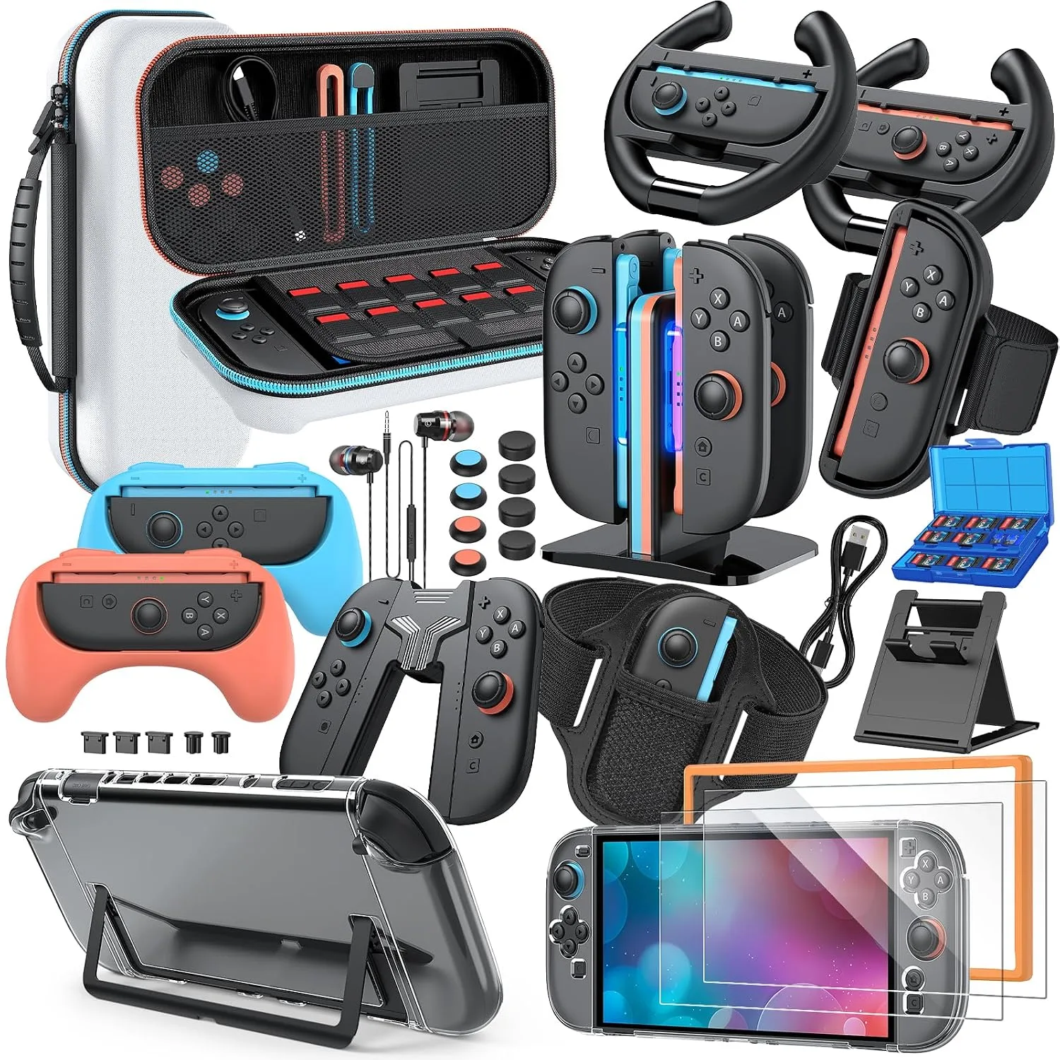 Switch 2 Accessories Bundle, 30-in-1 Kit for Nintendo Switch 2, White
