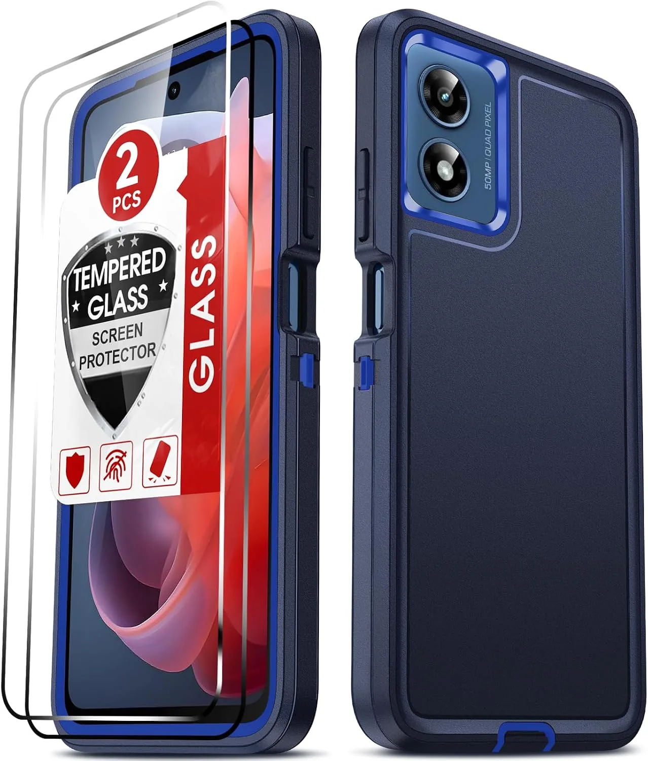 LeYi for Moto-G-5G-2024 Phone Case: 𝗡𝗼𝘁 𝗣𝗹𝗮𝘆, Rugged 3 in 1, Blue