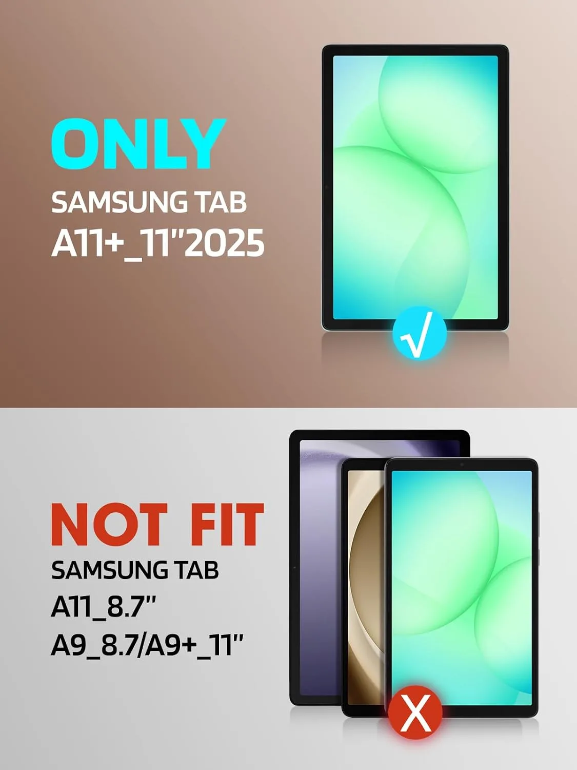 SUPCASE for Samsung Galaxy Tab A11+ Plus Case with Screen Protector, Black