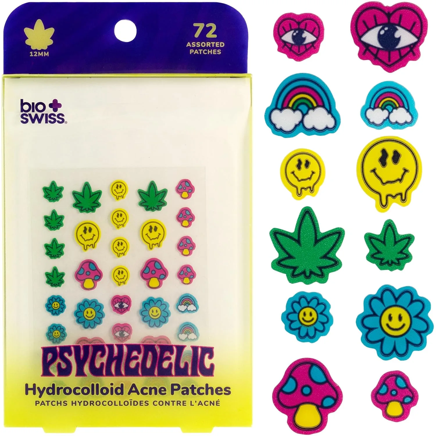 Parche Facial BioSwiss Psychedelic para Acné 72 unidades