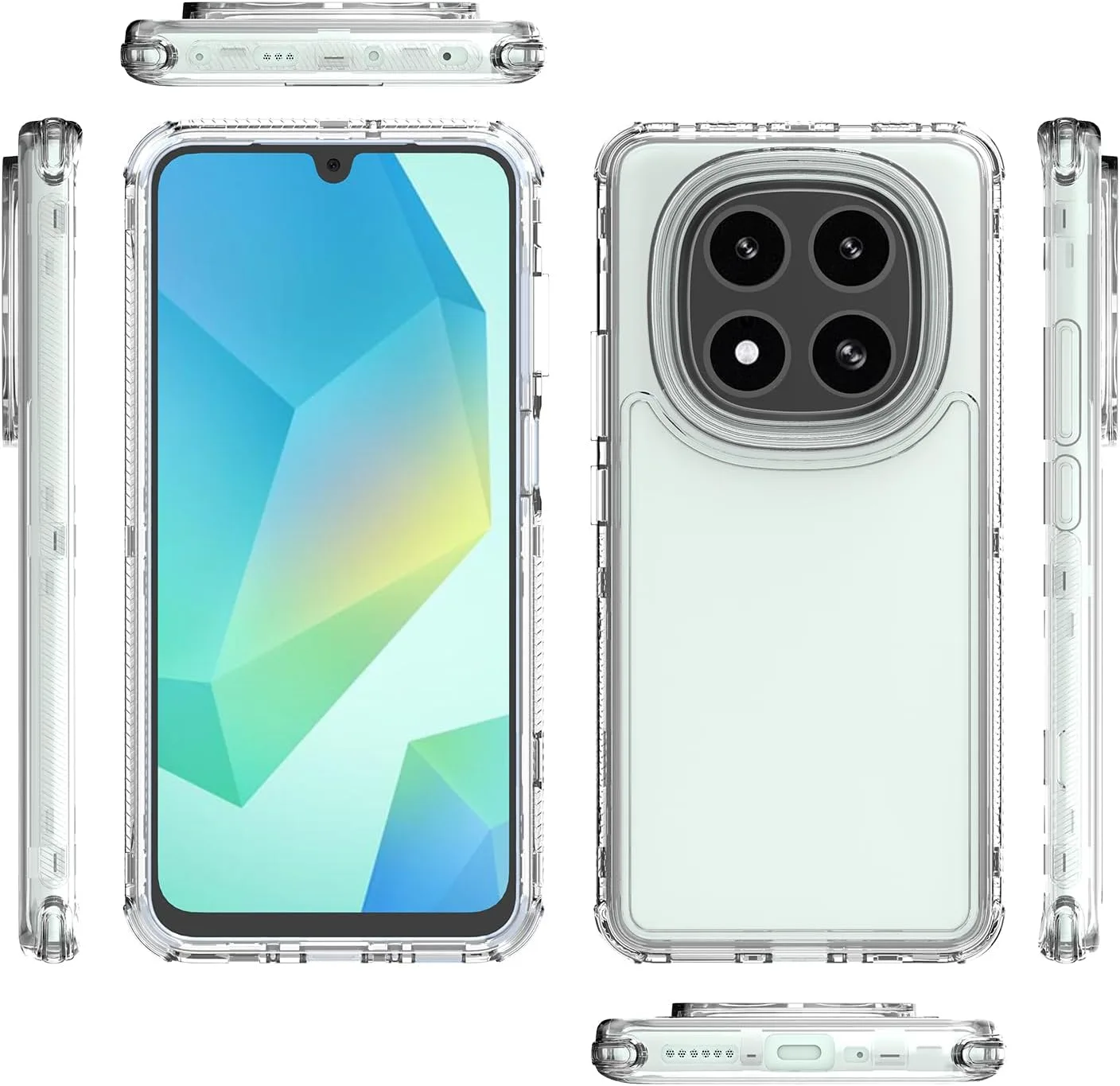 for Redmi Note 14 Pro Plus 5G Case/Redmi Note 14 Pro 4G Case with Tempered Glass Screen Protector, Crystal Clear Full Body 3 Layer Protective Phone Cover for Xiaomi Redmi Note 14 Pro+ 5G Clear