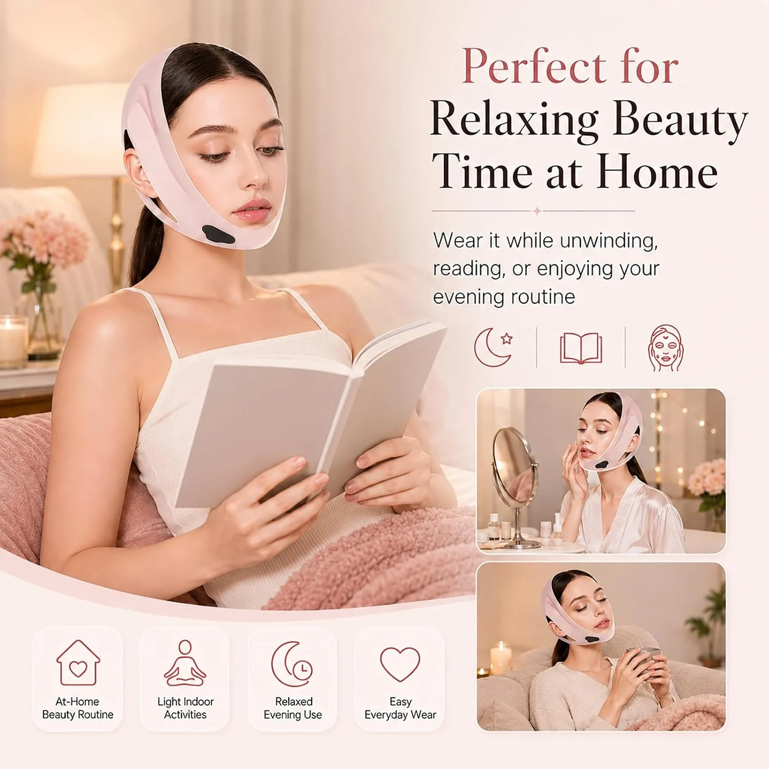 Silicone V-Line Neck Lifting Mask Jaw Support Sleeping Face Tape for Women Breathable Elastic Chin Contour Band Lightweight Soft Stretch Overnight Ergonomic Wearable Contouring Accessory