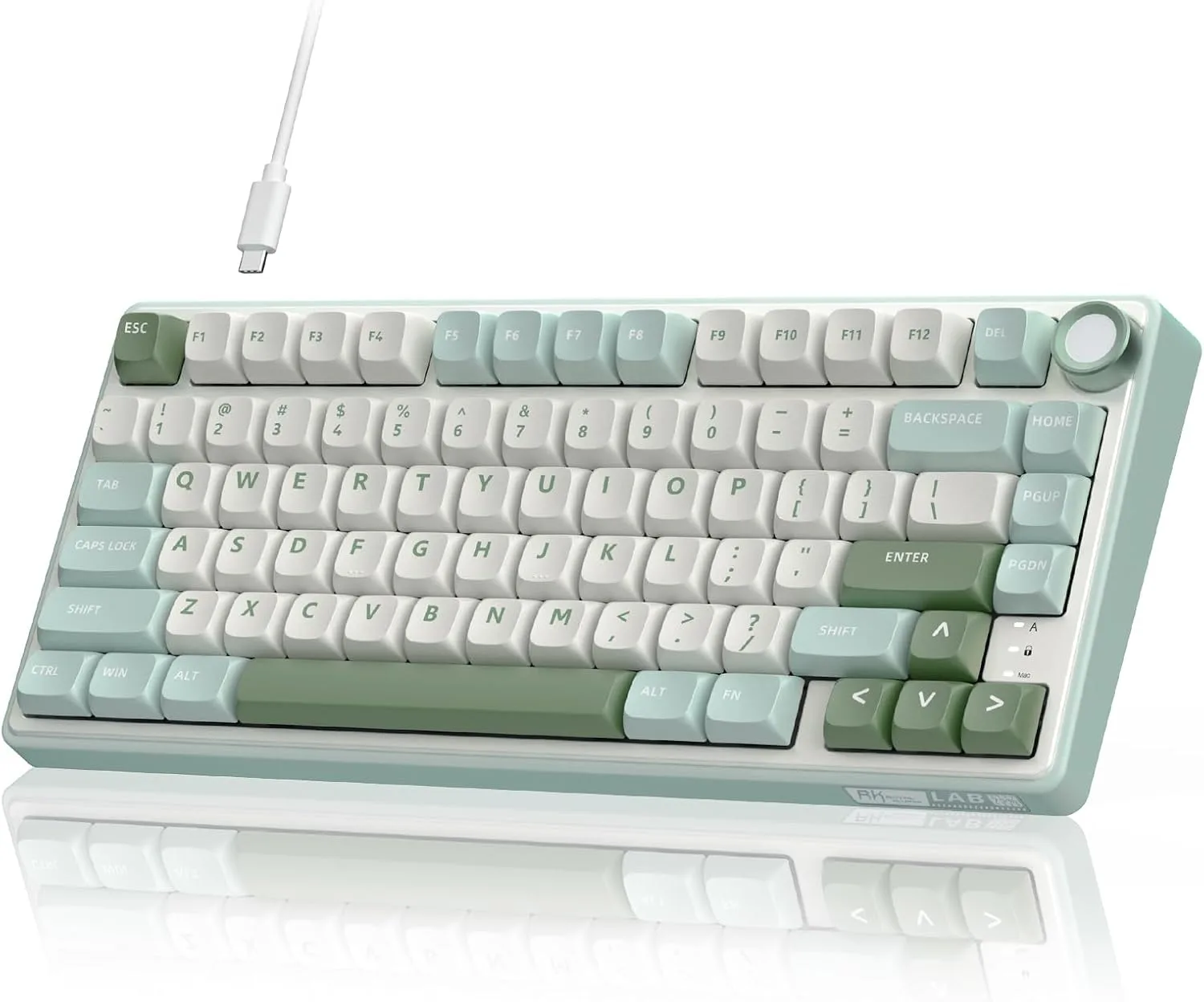 Teclado mecánico gamer RK Royal Kludge R75 cableado 75% con perilla de volumen RGB crema