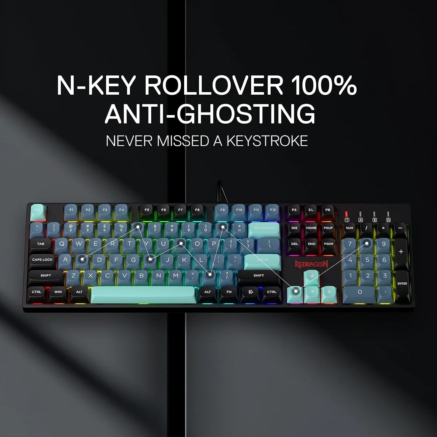 Redragon K582 SE Wired RGB Mechanical Gaming Keyboard, 104-Key, PBT Keycaps