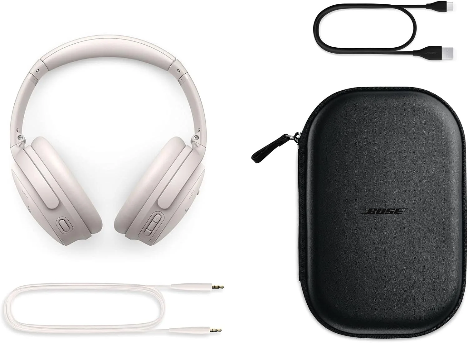 Bose QuietComfort 45 Noise Canceling Bluetooth Headphones (White Smoke) (Renewed)