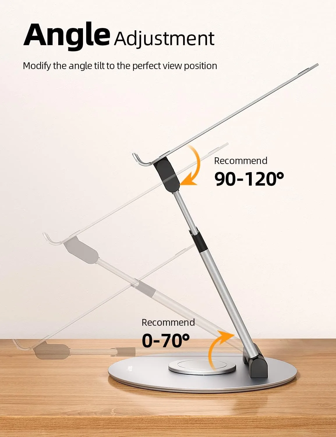 Nulaxy 18" Height Telescopic 360 Rotating Aluminum Laptop Stand Desk Silver