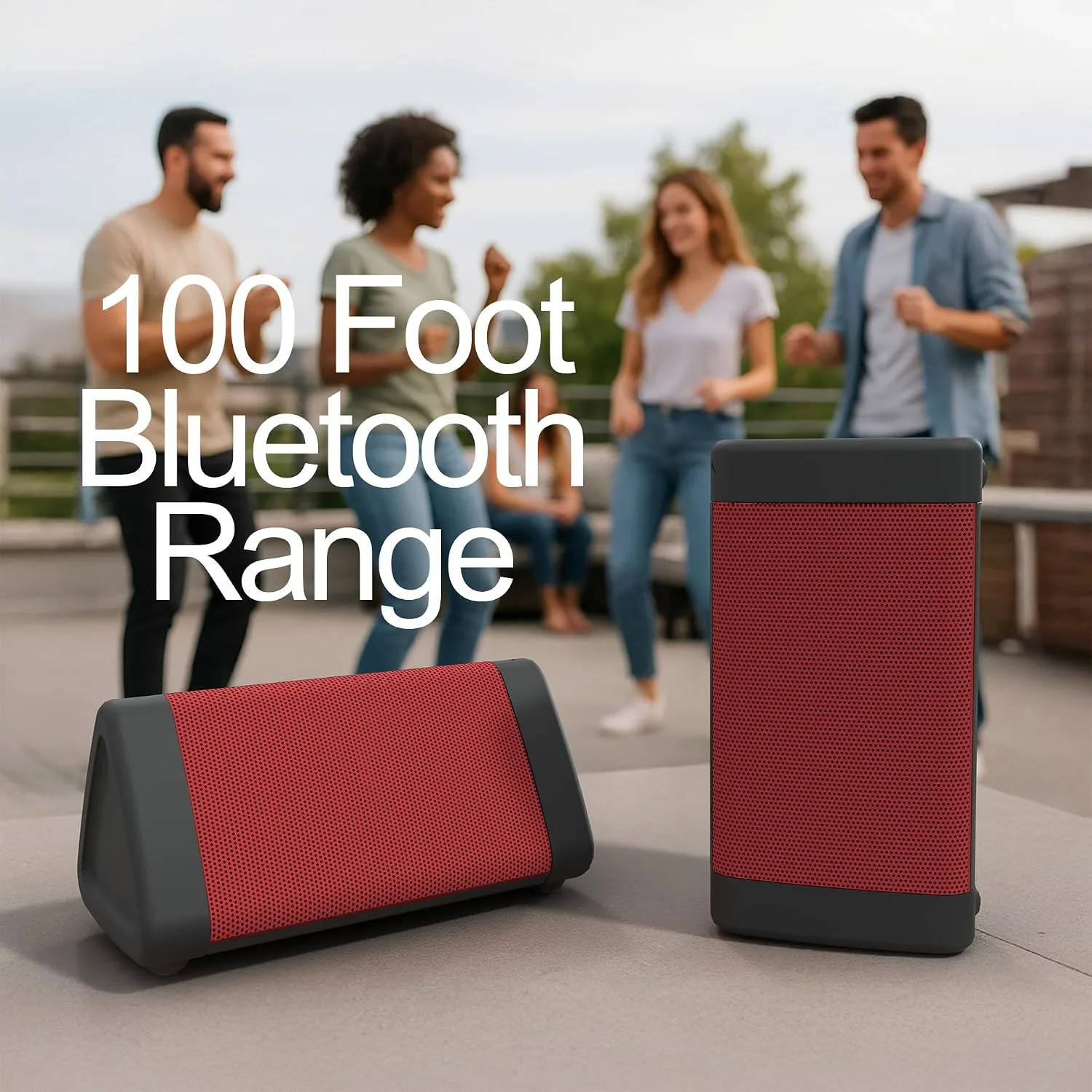 OontZ Angle 3 Gen 4 Portable Bluetooth Speaker, 12W, 24-Hour Playtime, Red