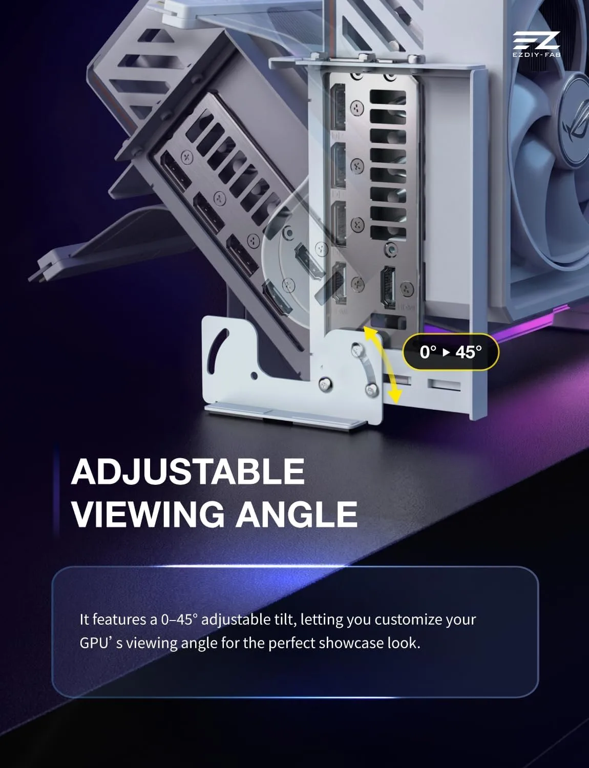 EZDIY-FAB AH18 PCIe 5.0 ARGB Multi-Angle Vertical GPU Mount Kit, White