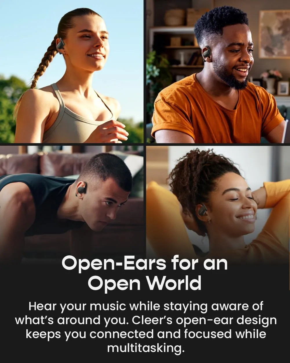 Cleer ARC 5 Open Ear Earbuds with Dolby & THX Audio, Black