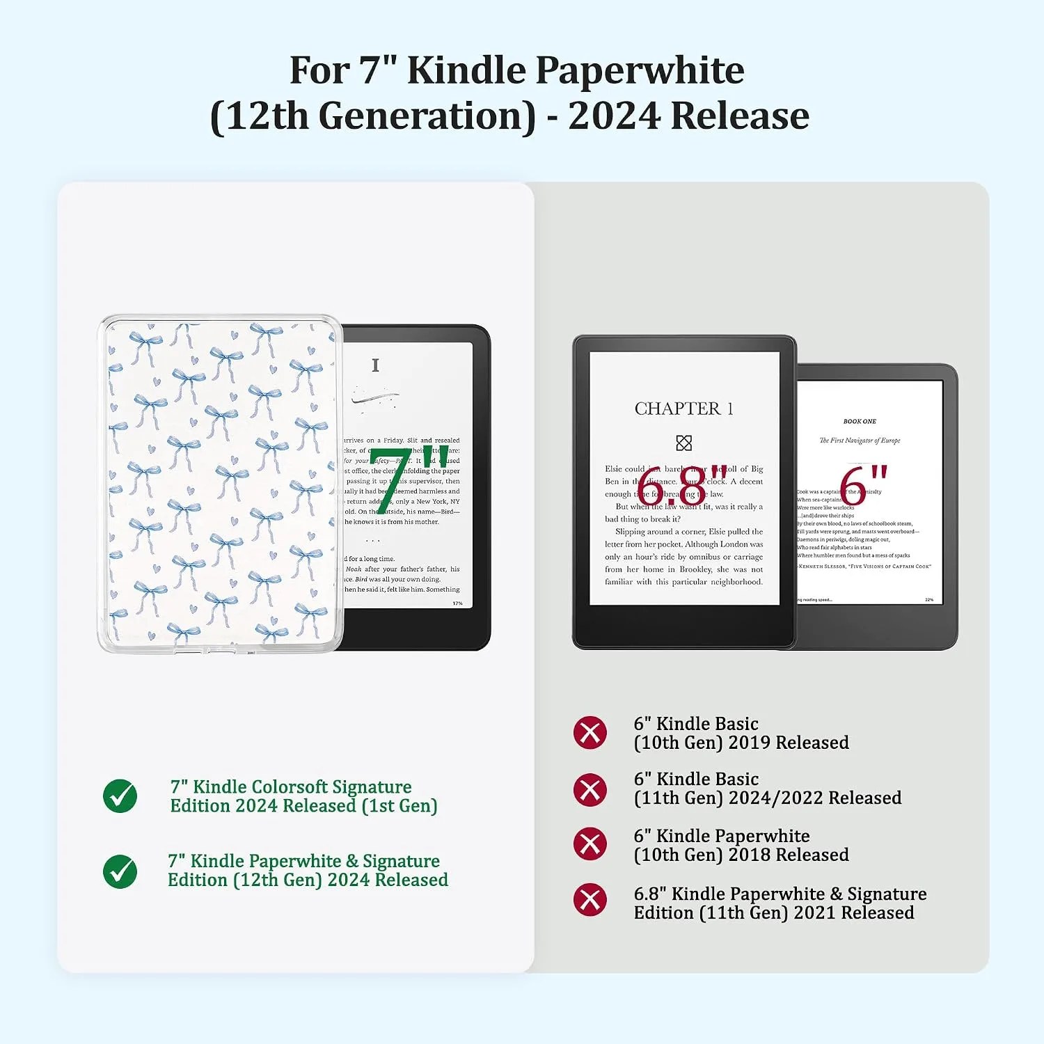 Back Panel Case for 7'' Kindle Paperwhite 12th Gen & Colorsoft