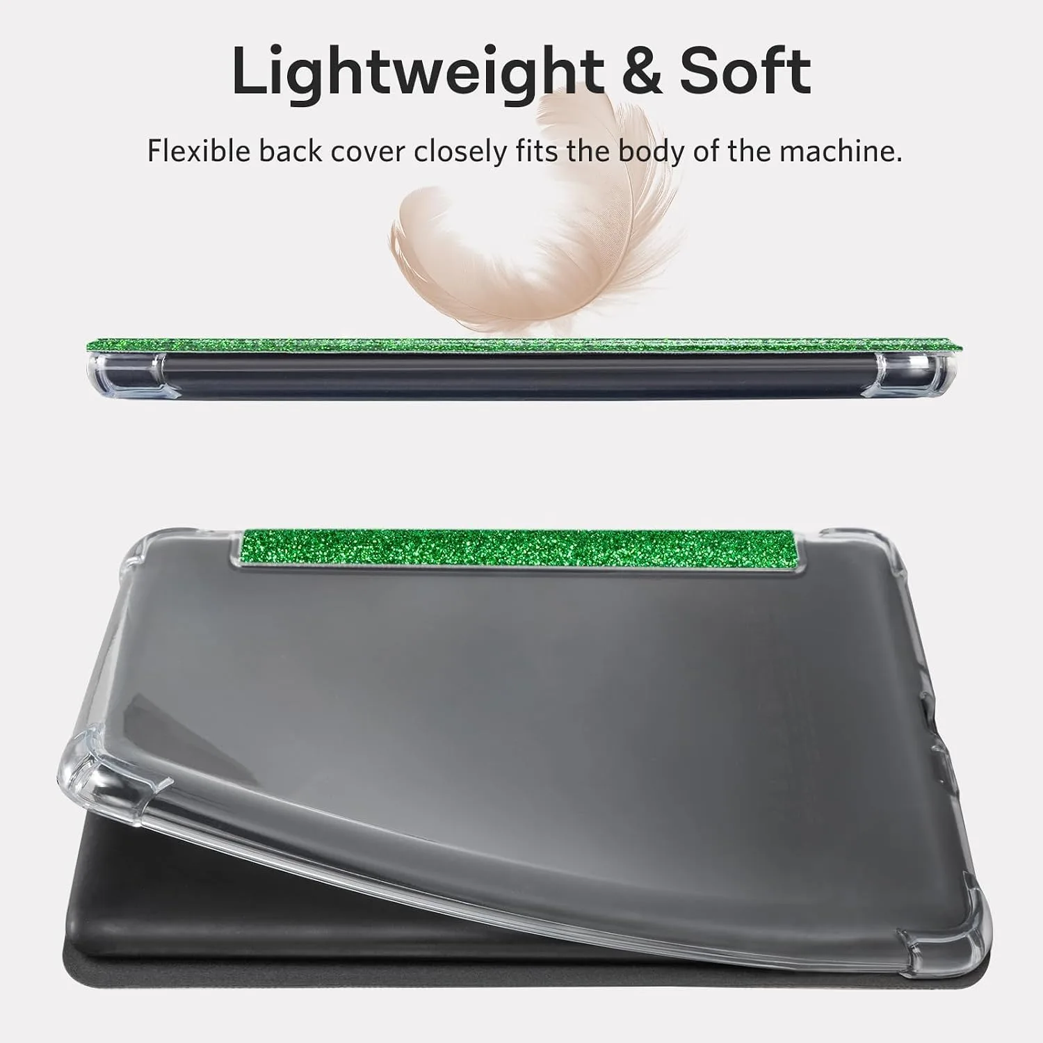 CoBak Case for 7" Ereader - New PU Leather Cover and Clear Soft Silicone Back Cover with Auto Sleep Wake Feature
