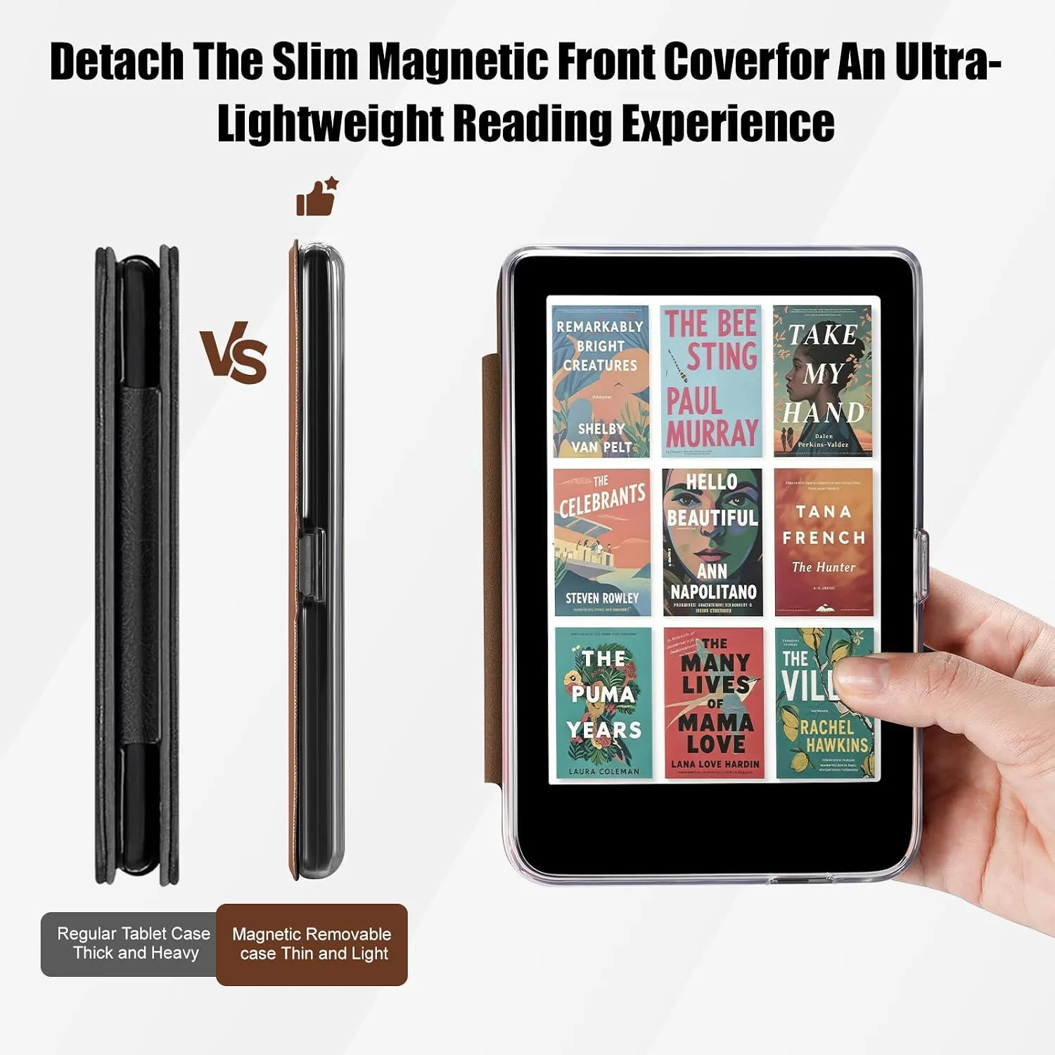 E NET-CASE Detachable Magnetic Case for 6" Kobo Clara Colour (2024) /Clara BW(2024) /2E(2022) eReader,Ultra Clear Back丨Easy to Detach & Attach丨Auto Sleep/Wake (Brown)