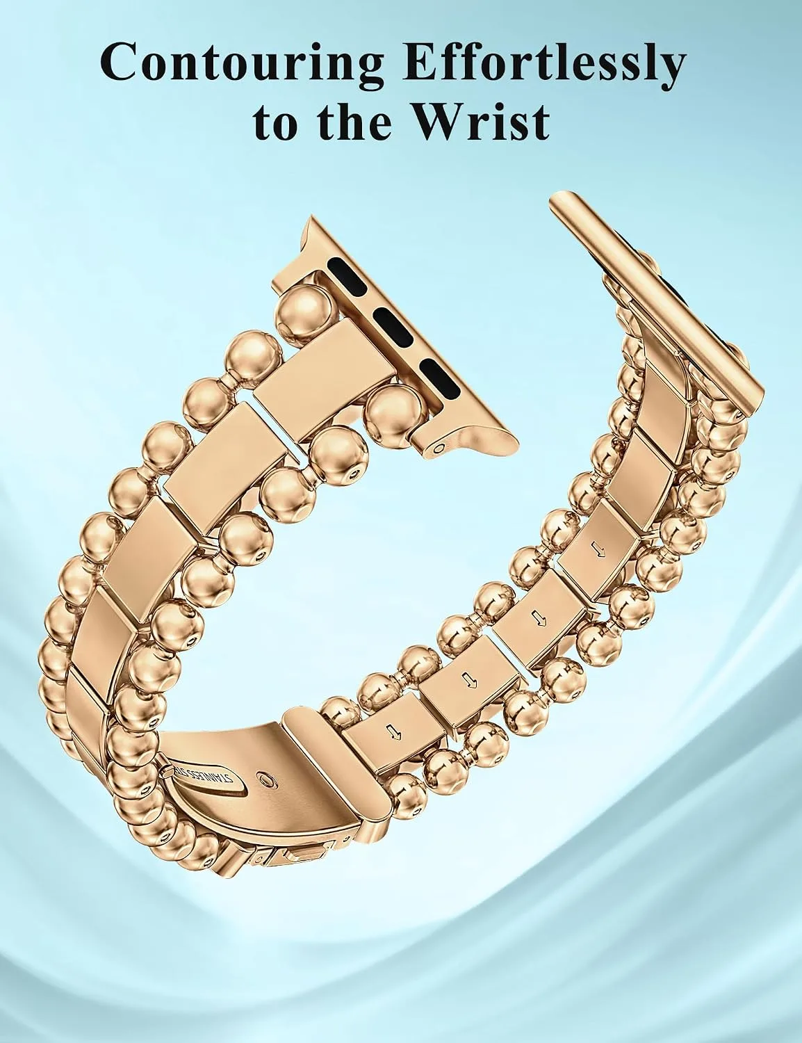 TOYOUTHS Dressy Metal Beaded Bracelet for Apple Watch Bands Women