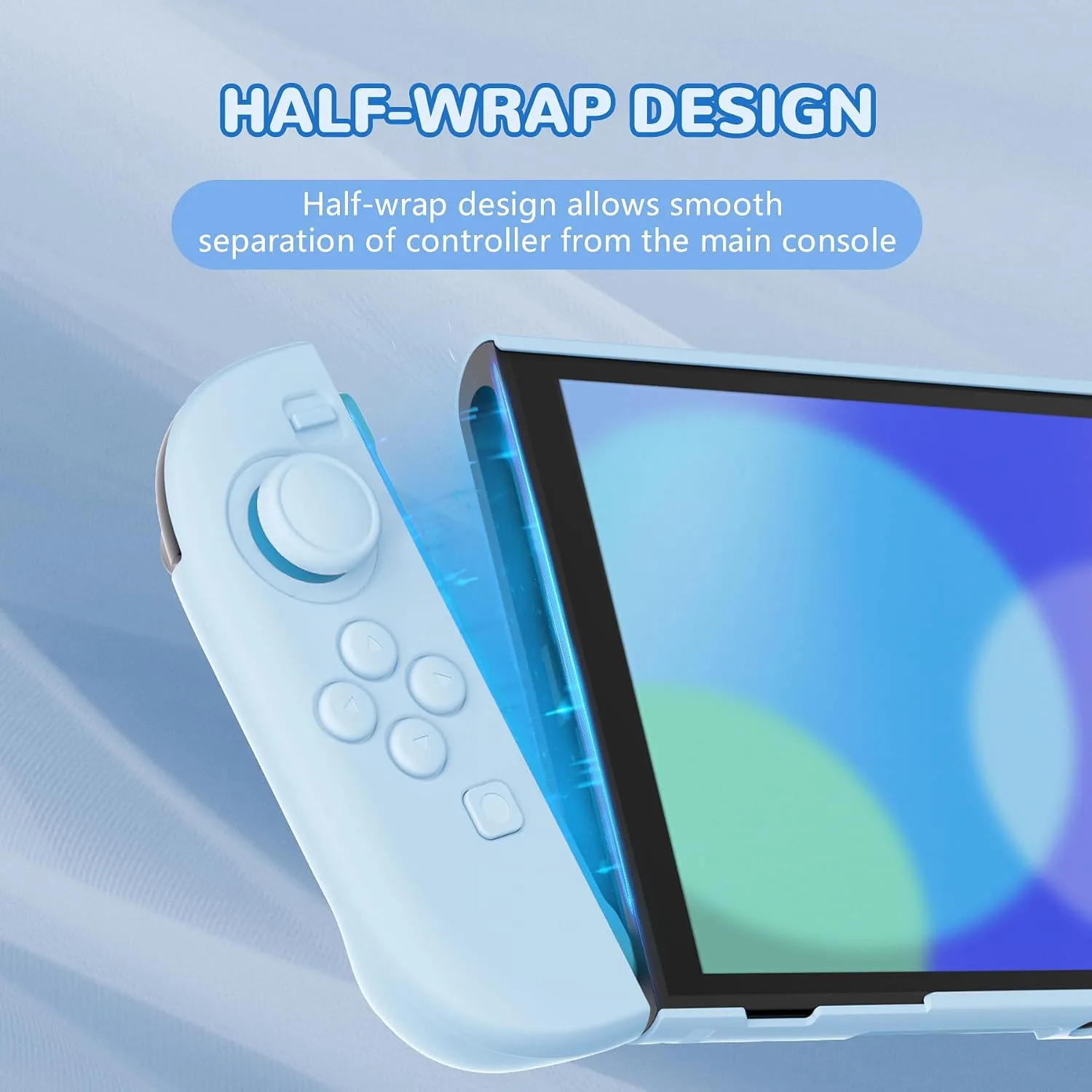 PlayVital Hard Case for Nintendo Switch 2 with Extra Stand & Thumb Grip Caps | Split Design, Dockable Protective Full-Body Shell Cover for Nintendo Switch 2 | Solid Color Series, Heaven Blue