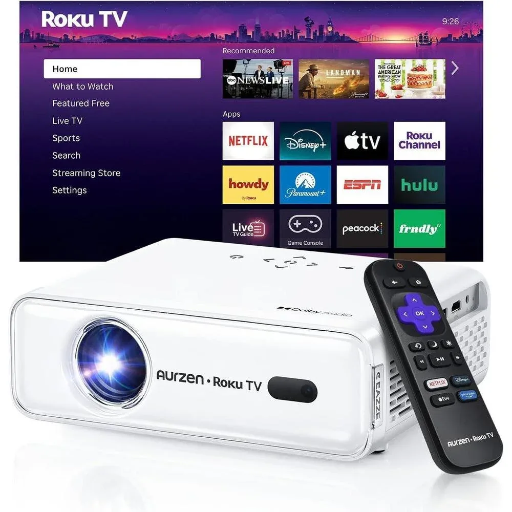 Proyector Aurzen Roku TV D1R Smart portátil con WiFi y Bluetooth