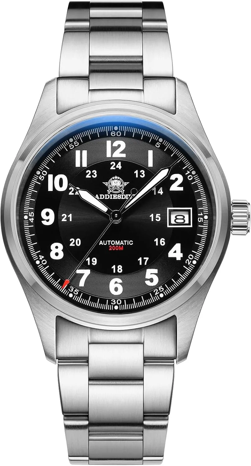 ADDIESDIVE Automatic Watches for Men Stainless Steel Diver 200 M Luminescent Analog Business Casual Dress Watch Men