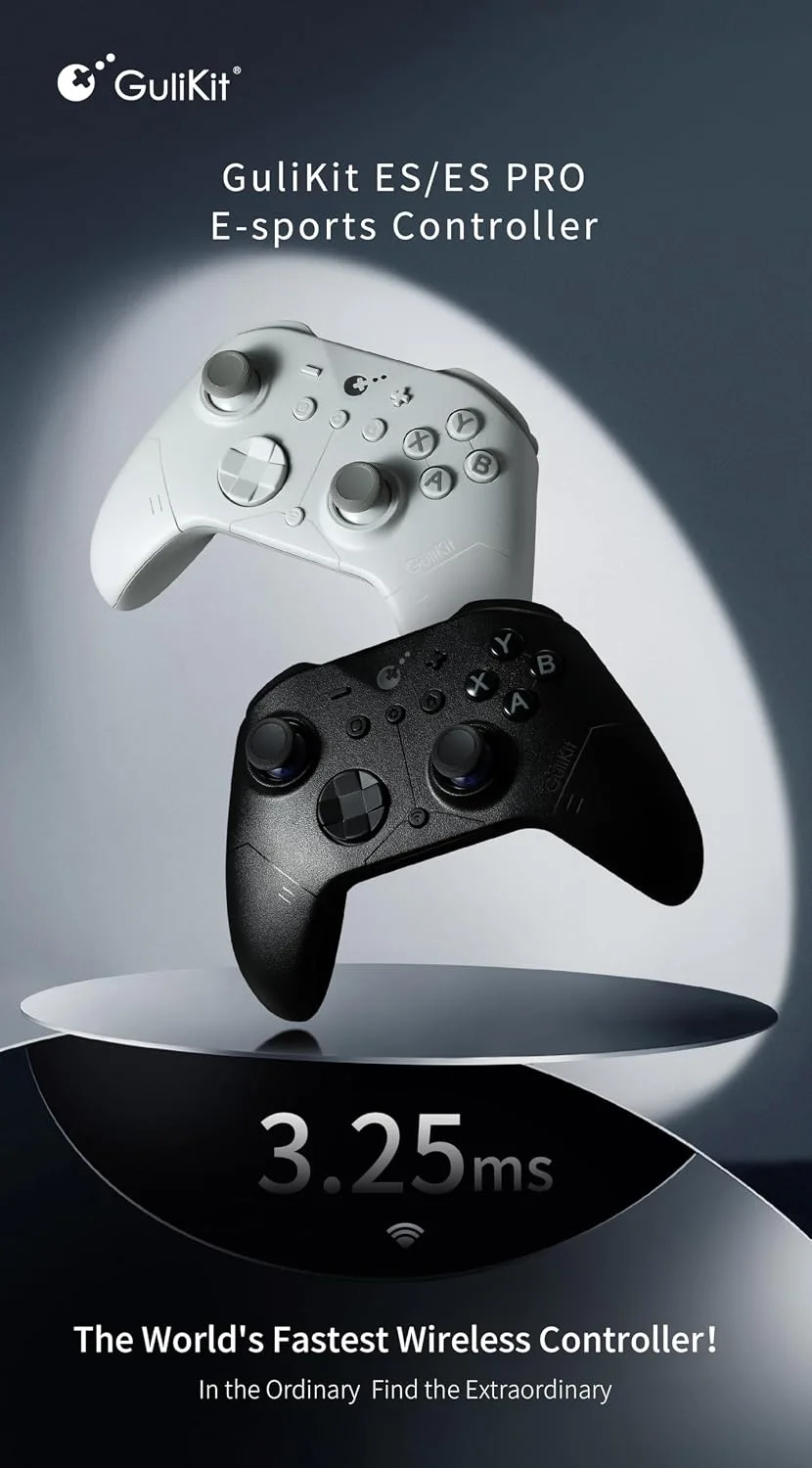 GuliKit ES PRO Wireless PC Controller –3.25ms Low Latency, TMR Joysticks