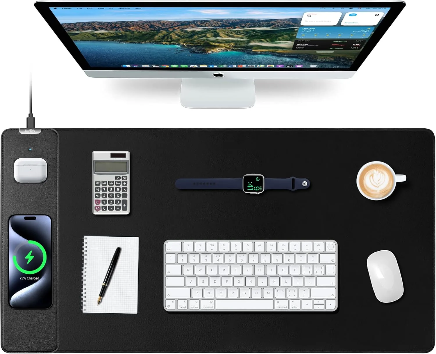 Magnetic Wireless Charging Mouse Pad, 31.5"x15.8" XXL Desk Mat