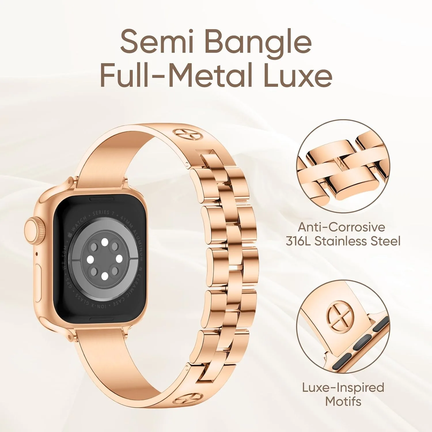 Missair Compatible with Apple Watch Band 38mm 40mm 41mm 42mm 44mm 45mm 46mm 49mm, Stainless Steel Metal Strap Women Dressy Bracelet Wristband for iWatch Series 11 10 9 8 7 6 5 4 3 2 1 SE Ultra