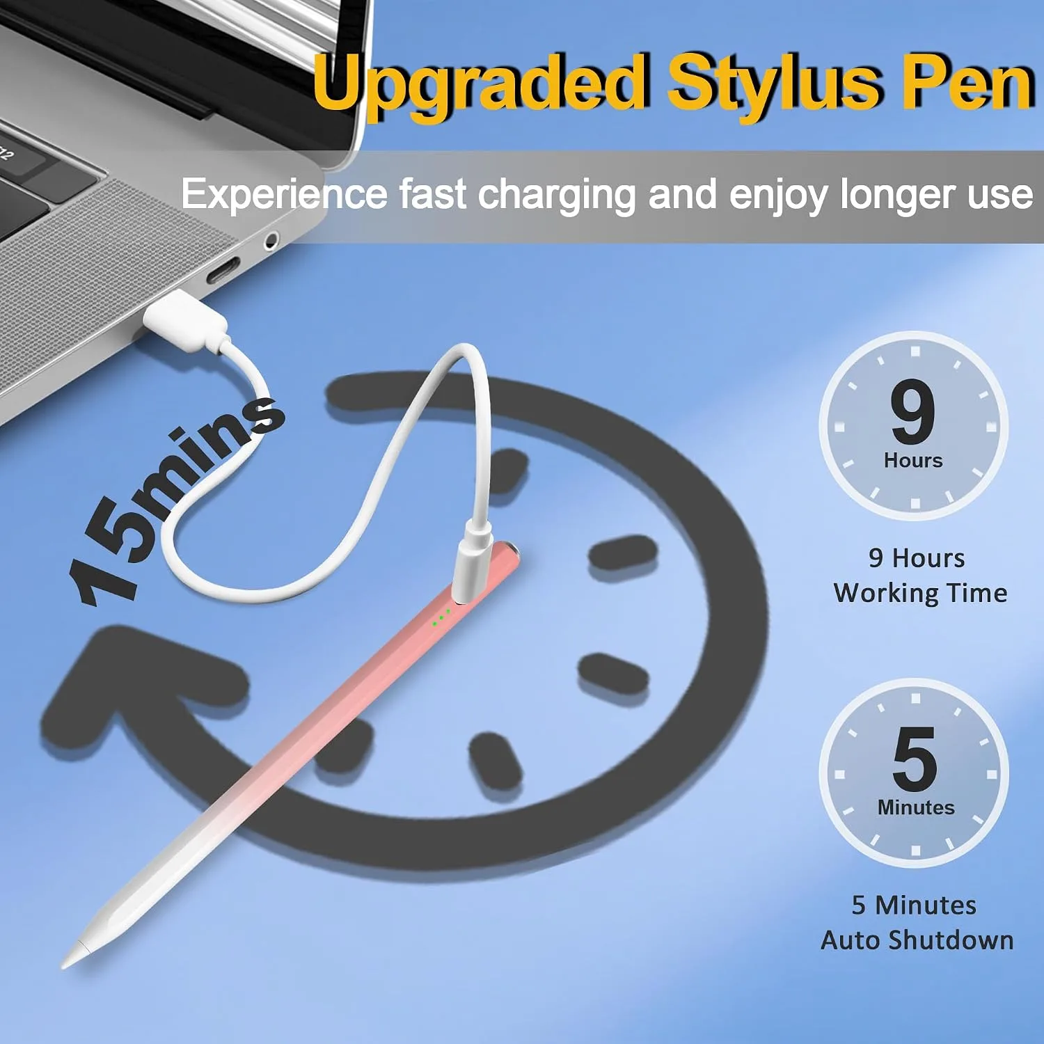 Stylus Pen for iPad 2026-2018, 15 Mins Fast Charge Pencil for iPad A16 11th/10th/9-6th Generation, Air M4 M3 M2 11"/13"/5-3rd, Pro M4 11/12.9/13, Mini A17 Pro/6/5th, Tilt Sensitivity Palm Rejection