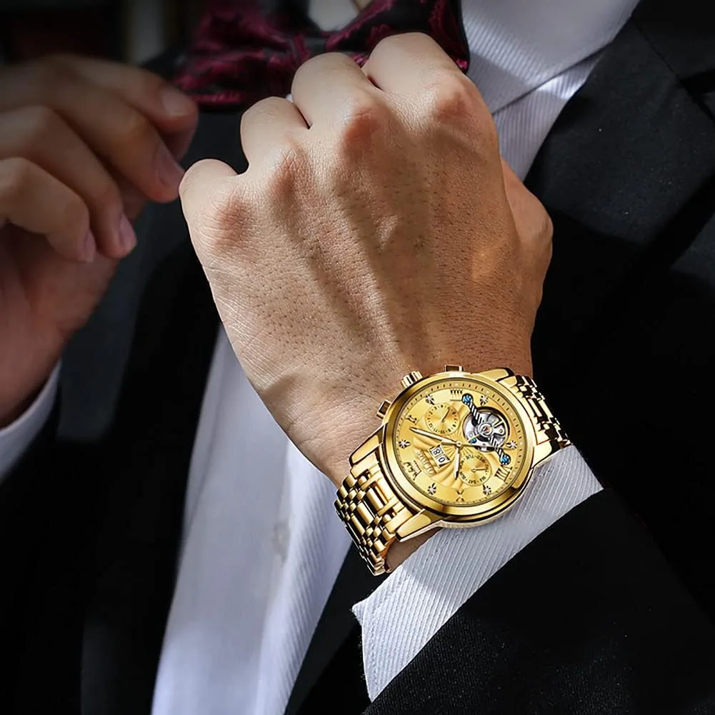 OLEVS Automatic Gold Watches for Men Luxury Classic Stainless Steel