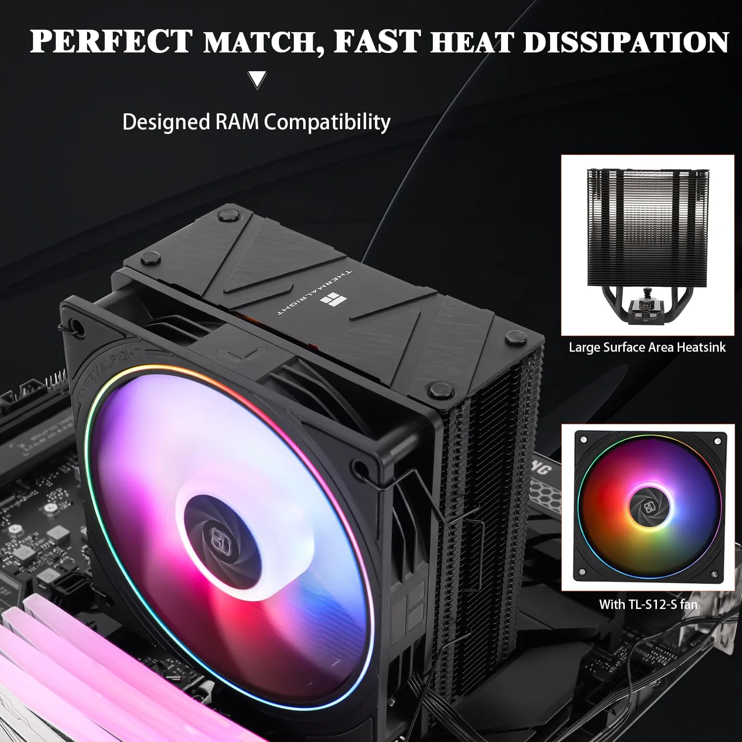 Thermalright Assassin Spirit 120 EVO CPU Cooler, TL-S12-S PWM Quiet ARGB Fan CPU Air Cooler, 2000RPM Speed, Low Noise Computer Heatsink Cooling, Support for AM4/AM5, Intel lga1700/1851/1150/1151/1200