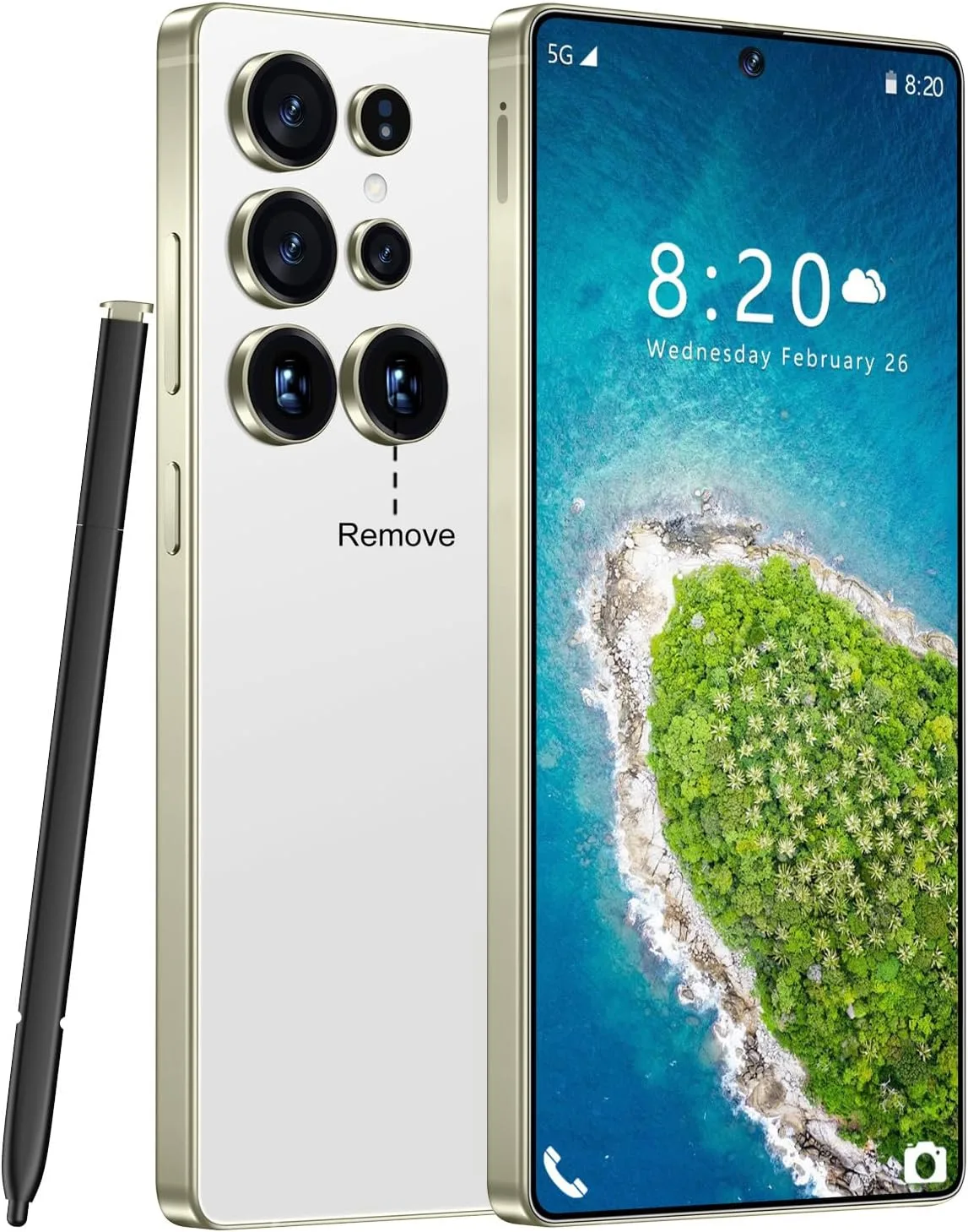 Huness S25 Ultra Unlocked Phone,Built in Pen The Phone,Cell Phone Battery 7000mAh 6.99" HD Screen,Android 14 16+512GB Smartphone,Dual SIM/5G/Face ID/Fingerprint Lock/GPS (White, 16+512)