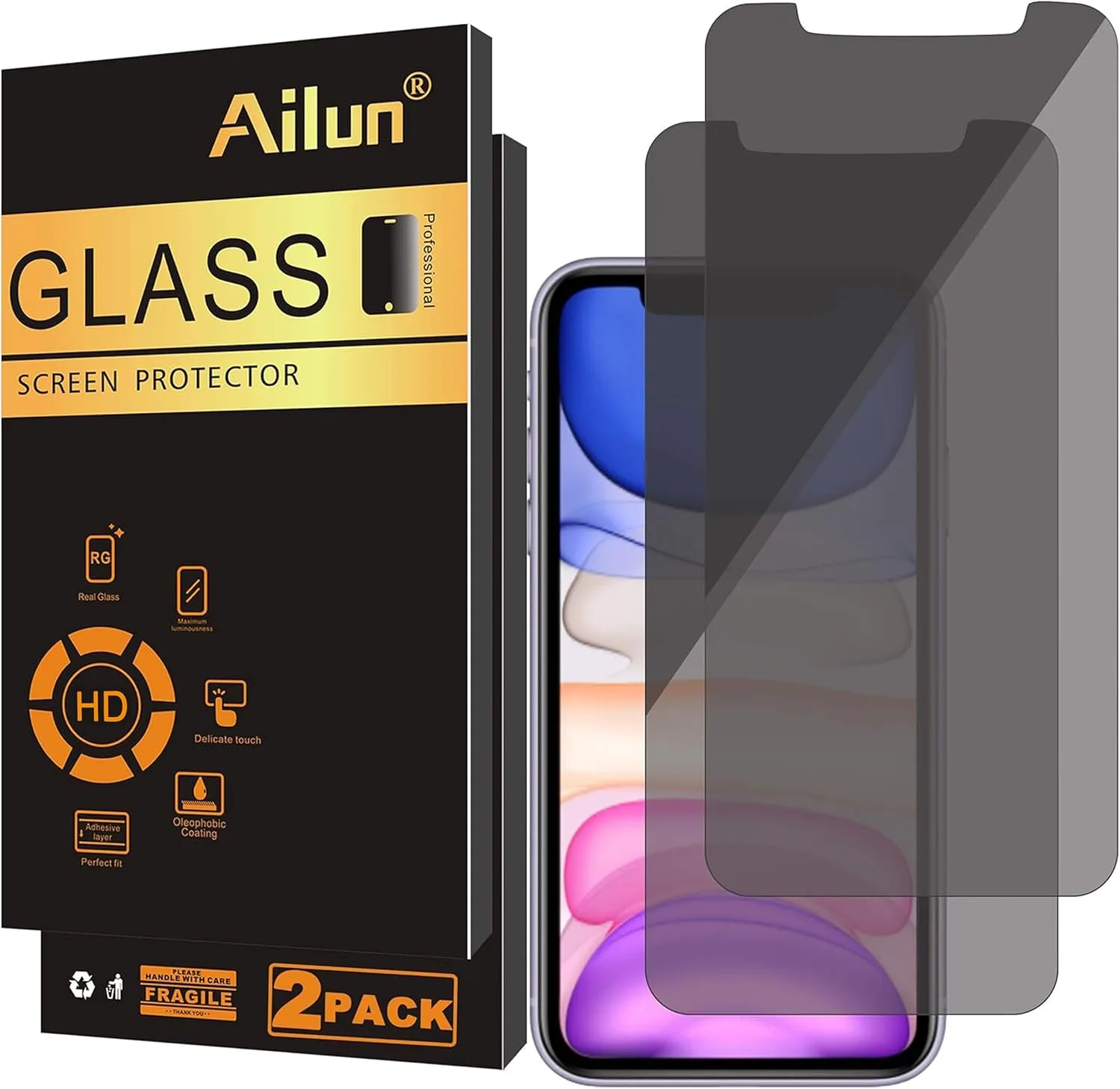 Ailun 2 Pack Privacy Screen Protector for iPhone 11 / iPhone XR