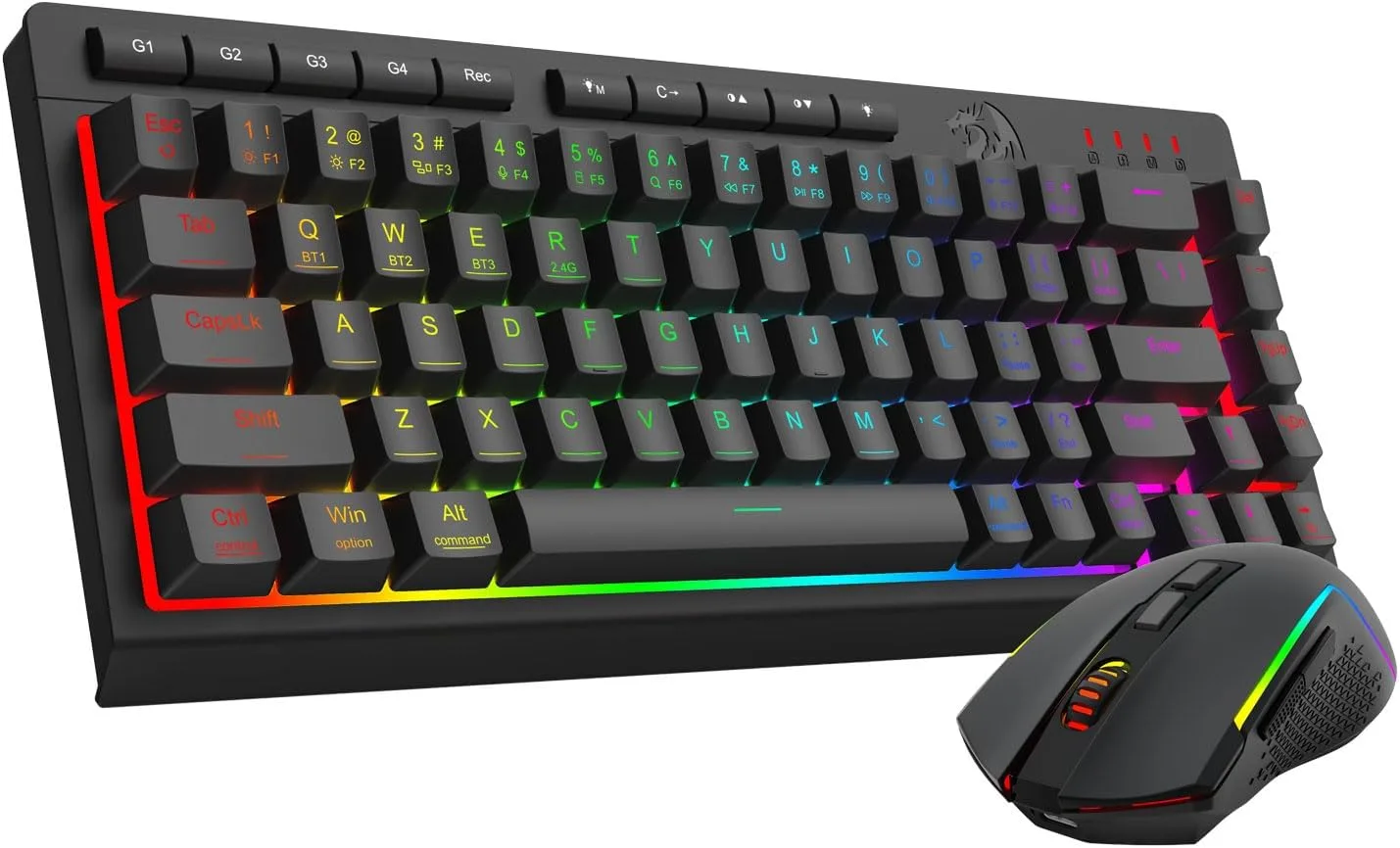Teclado Gamer Redragon S157-PRO inalámbrico 60% negro con mouse