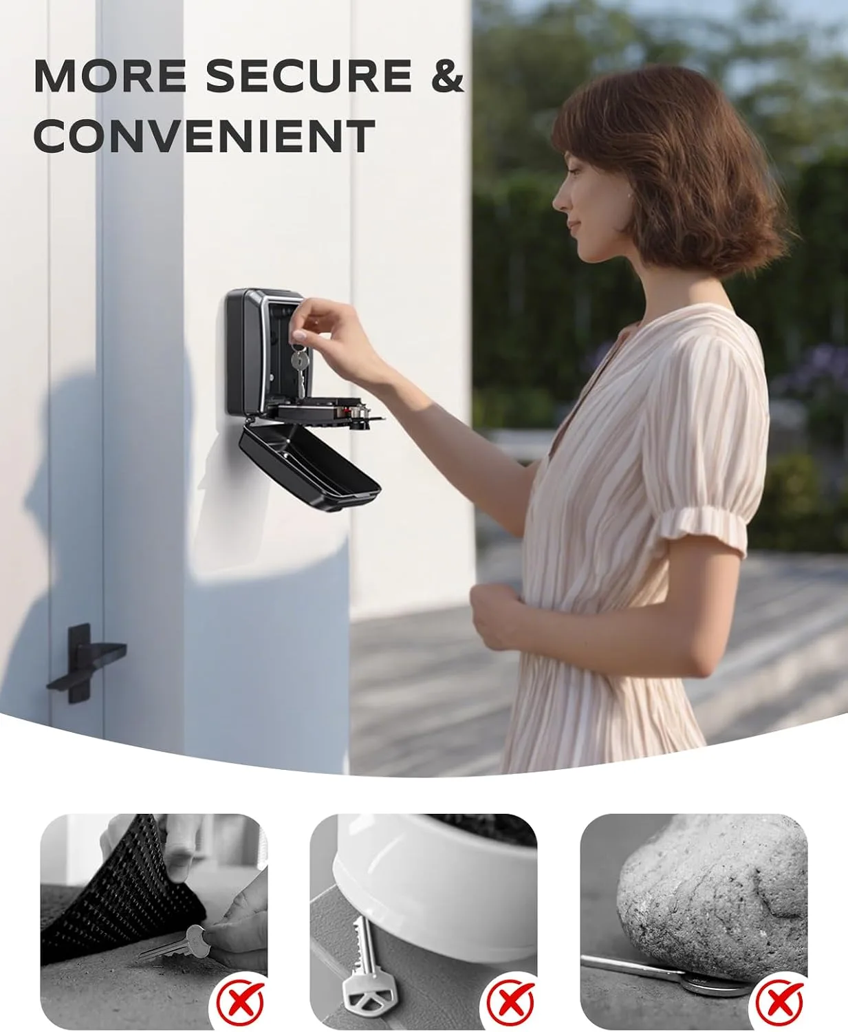 Wall-Mounted Key Lock Box, 12 Digit Combination Lock Box for Keys with Code, Large Capacity & Weatherproof Outdoor Lockbox, Key Safe Storage Lock Box for Home, Office, Garage, Black