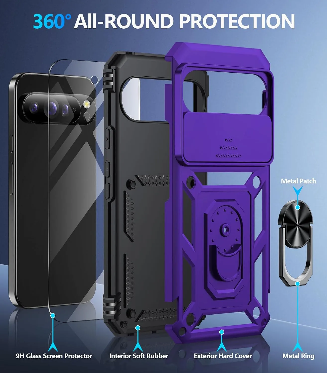 Taisairu for Google Pixel 11 Pro XL Case with Screen Protector,Purple