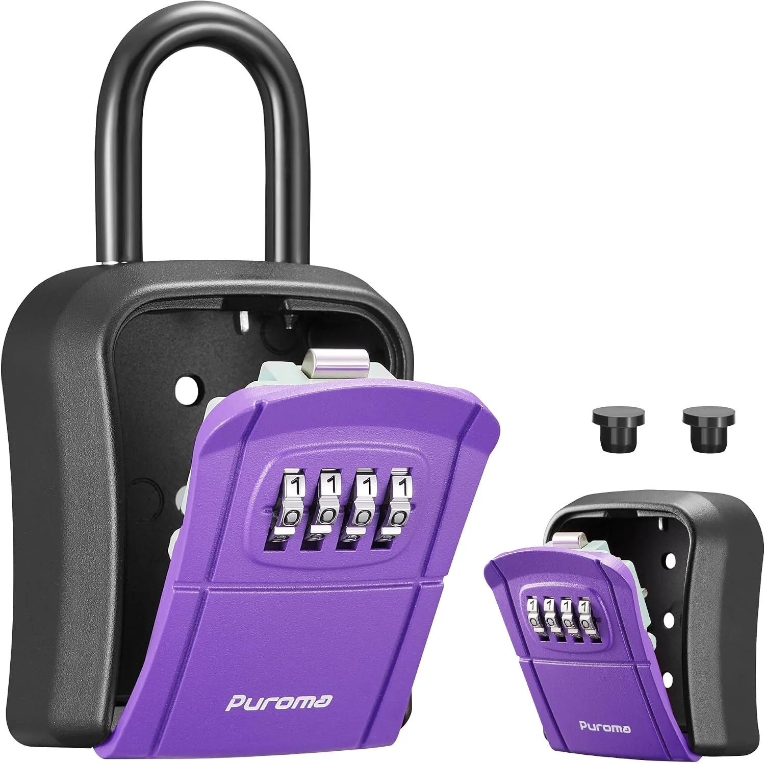Puroma Key Lock Box Outdoor 4 Digit Code Combination Lockbox House 1 Purple