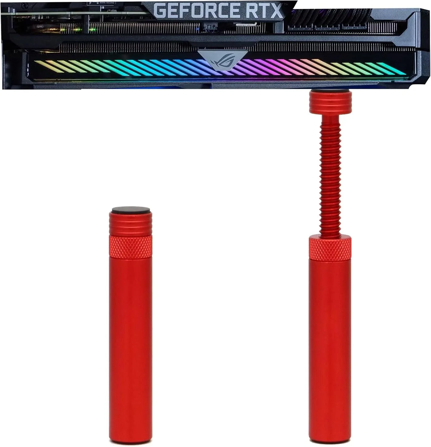 Aivalas GPU Support Bracket, Graphics Video Card Brace with Height Adjustable, Anti Sag Holder for Universal Graphics Card Sag, GPU Stand with Magnet and Rubber Pad, Red